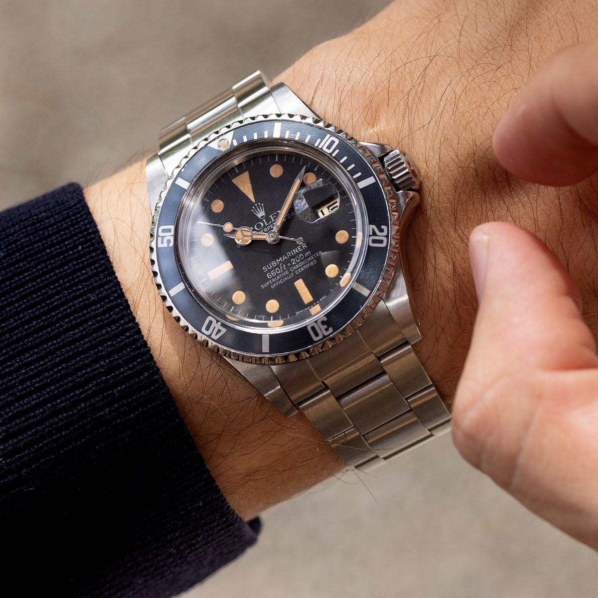 Rolex Submariner 1680 MK1 Dial Pumpkin Patina Kissing 40 Inlay