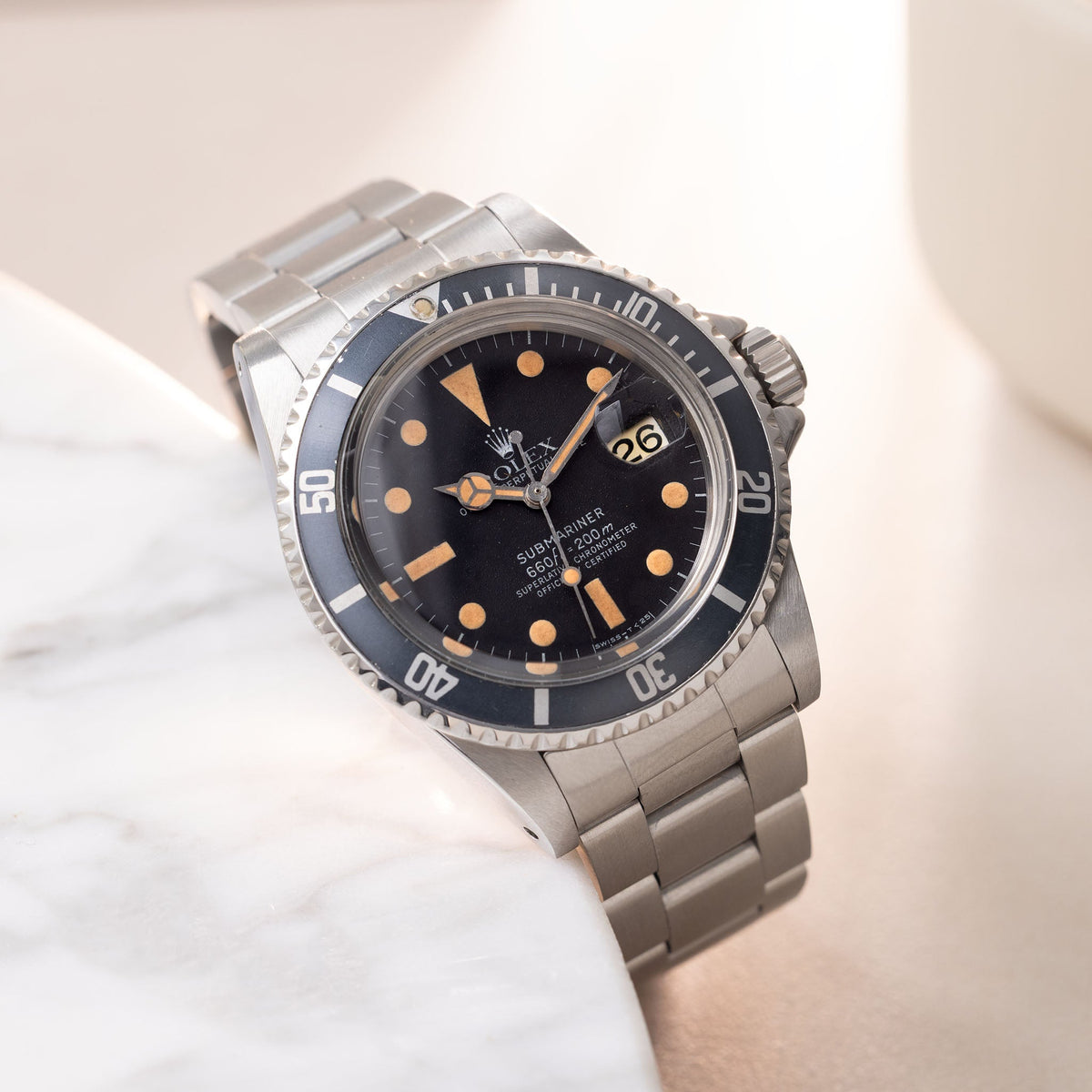 Rolex Submariner 1680 MK1 Dial Pumpkin Patina Kissing 40 Inlay