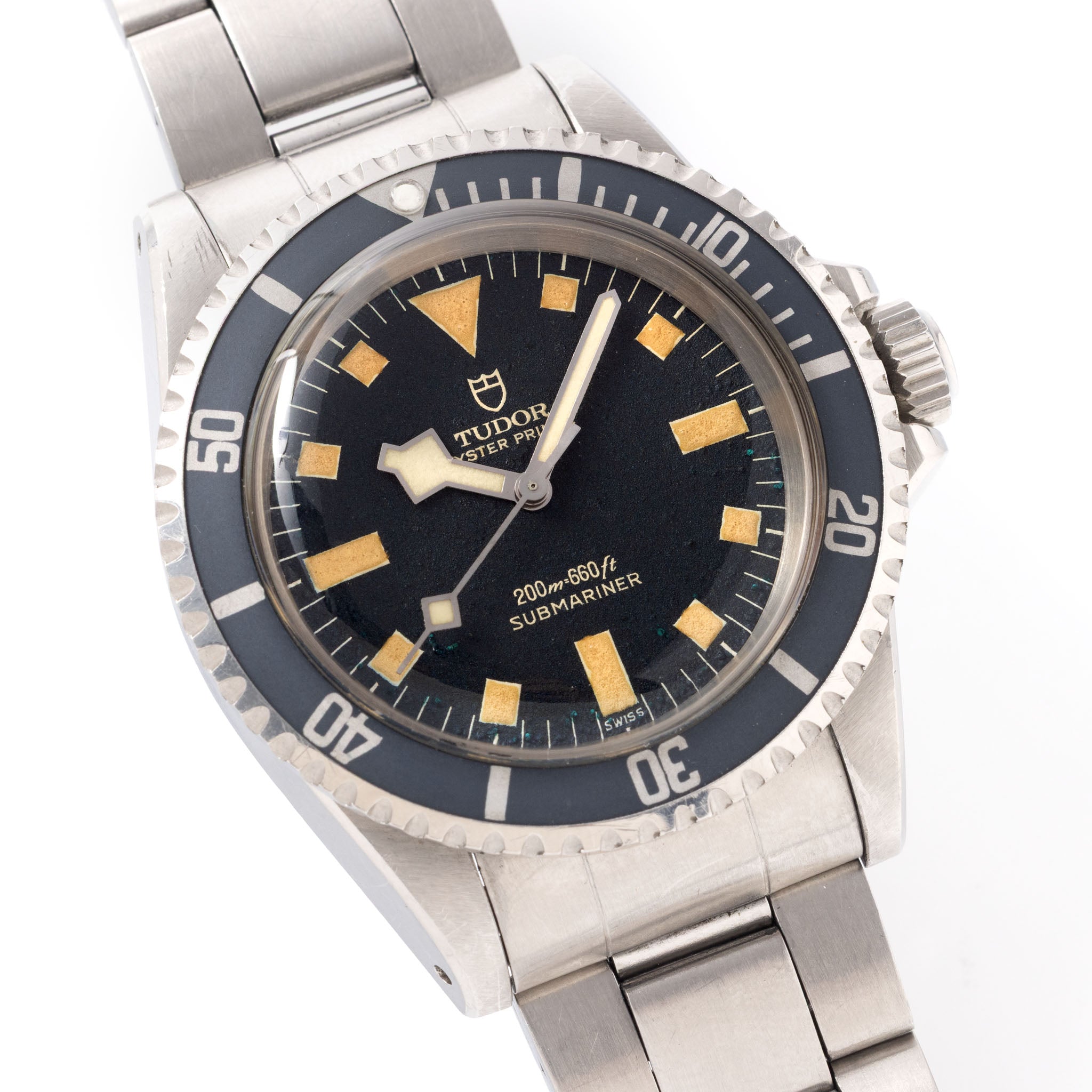 Tudor Submariner No Date Black Snowflake SWISS only dial with original box and paper ref 7016/0
