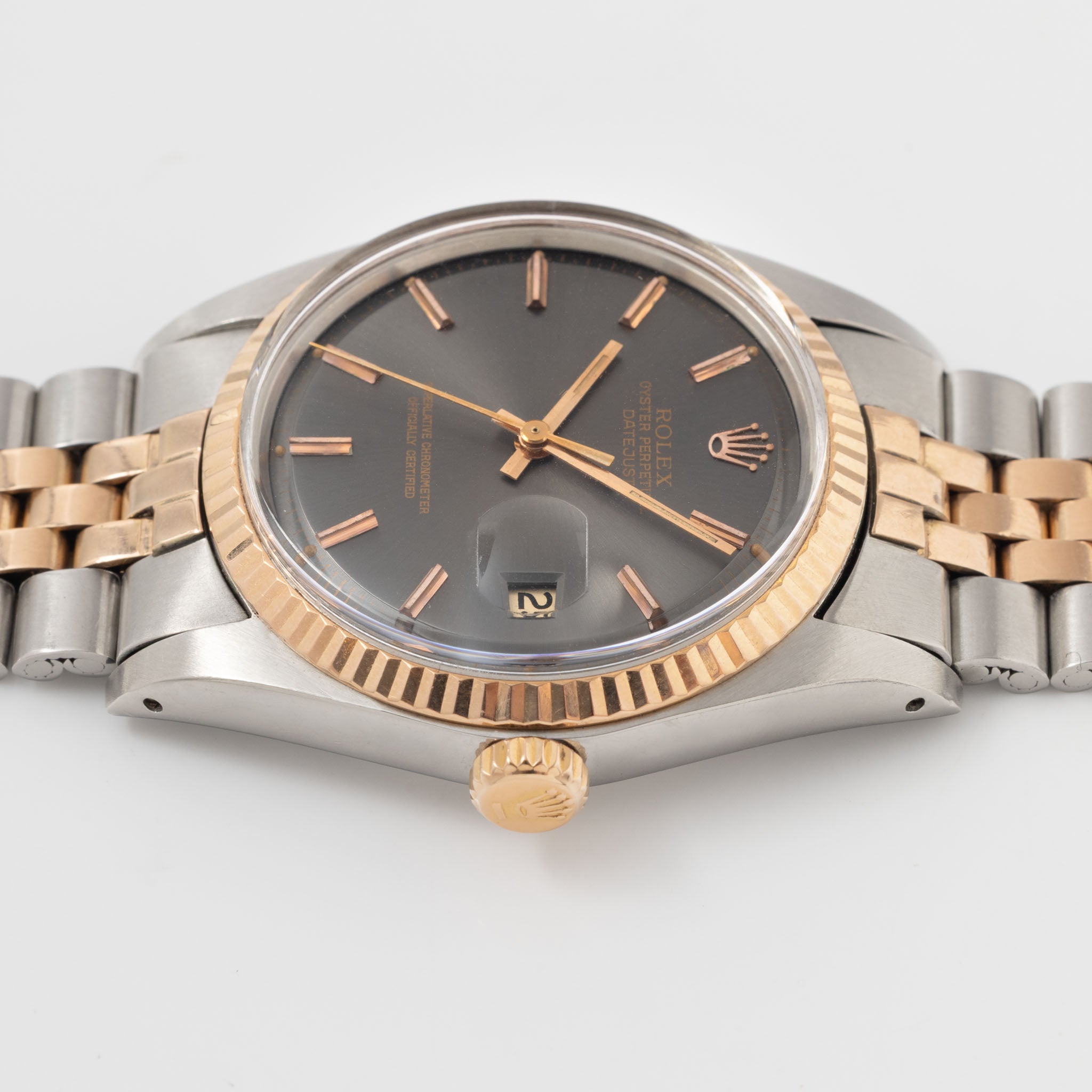 Rolex Datejust 1601 Grey Dial in Steel and 18k Rose Gold