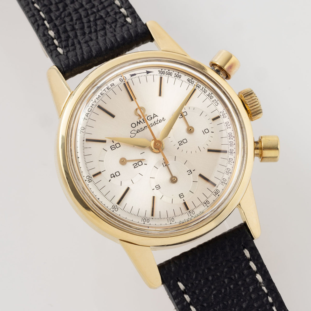 Omega Seamaster Cal.321 Chronograph Silver Dial in 18k Yellow Gold ref. 14904-62