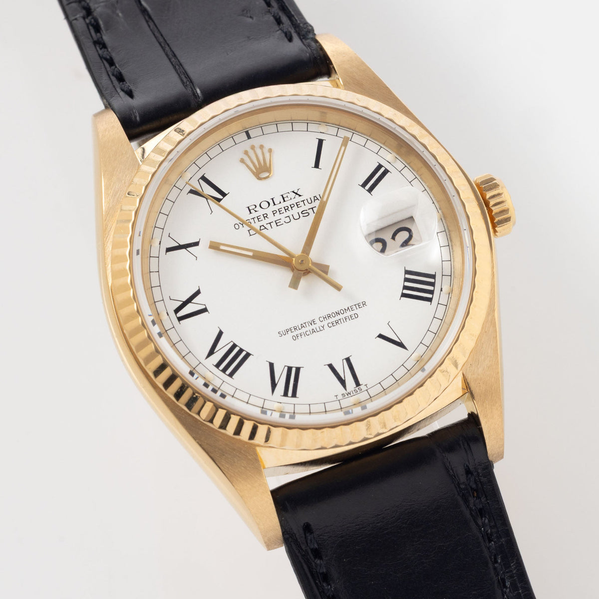 Rolex Datejust 16018 White Buckley dial in 18k Yellow Gold