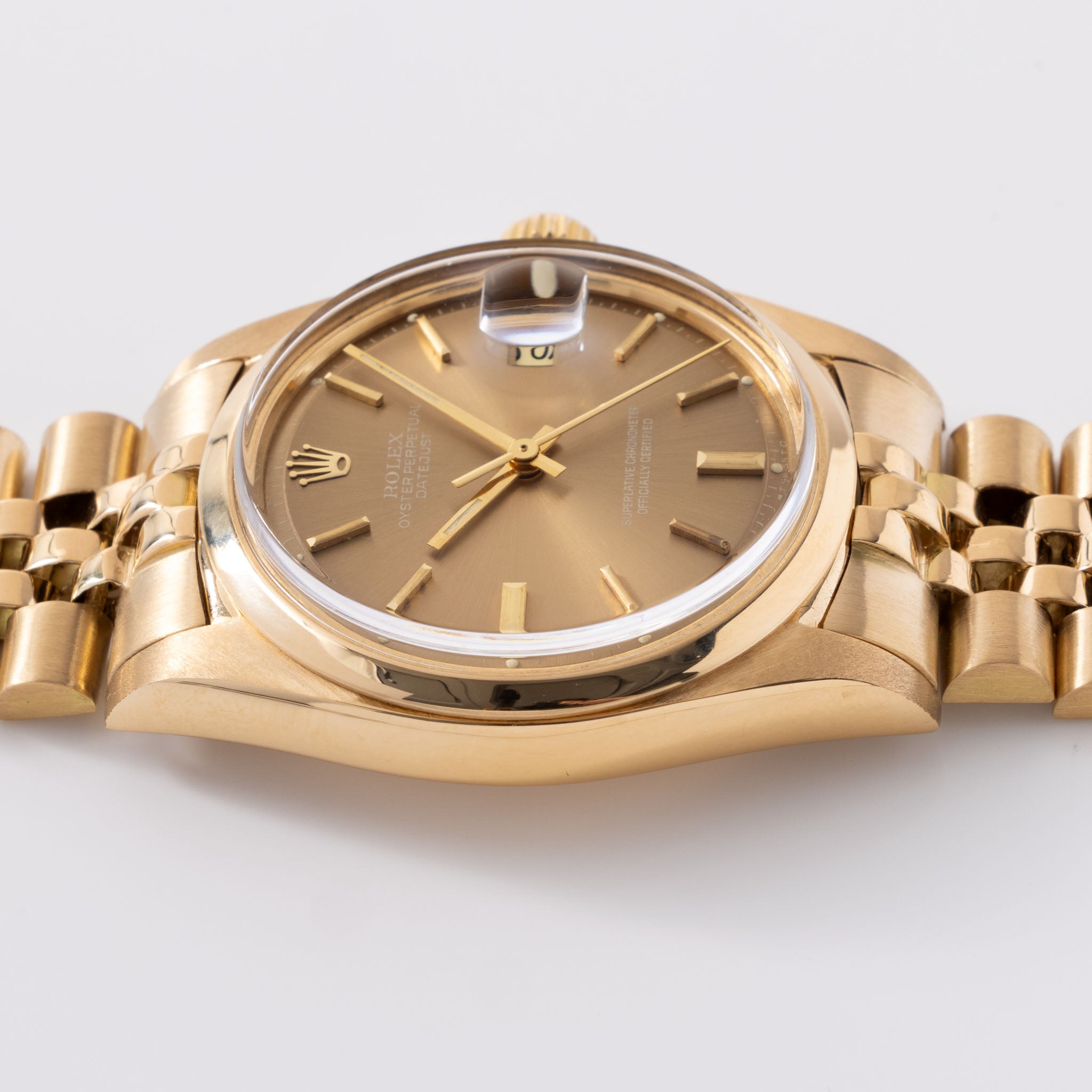 Rolex Datejust Referenz 1600/8 mit Cappuccino Zifferblatt in 18 Karat Gold