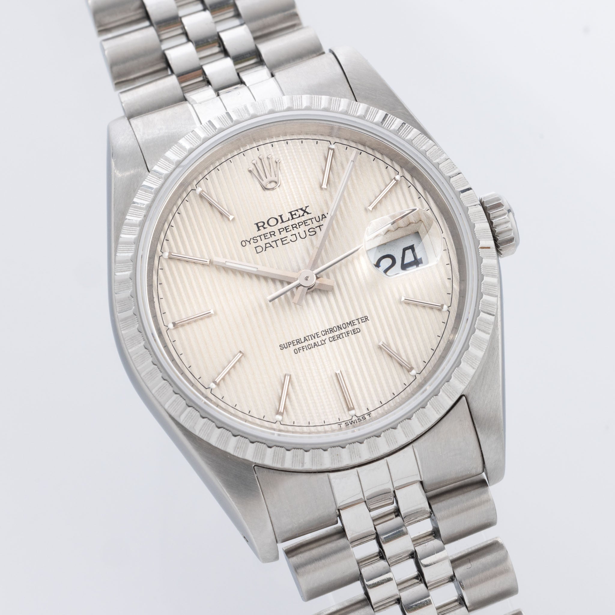 Rolex Datejust 16220 silbernes Tapisserie chapter ring Zifferblatt