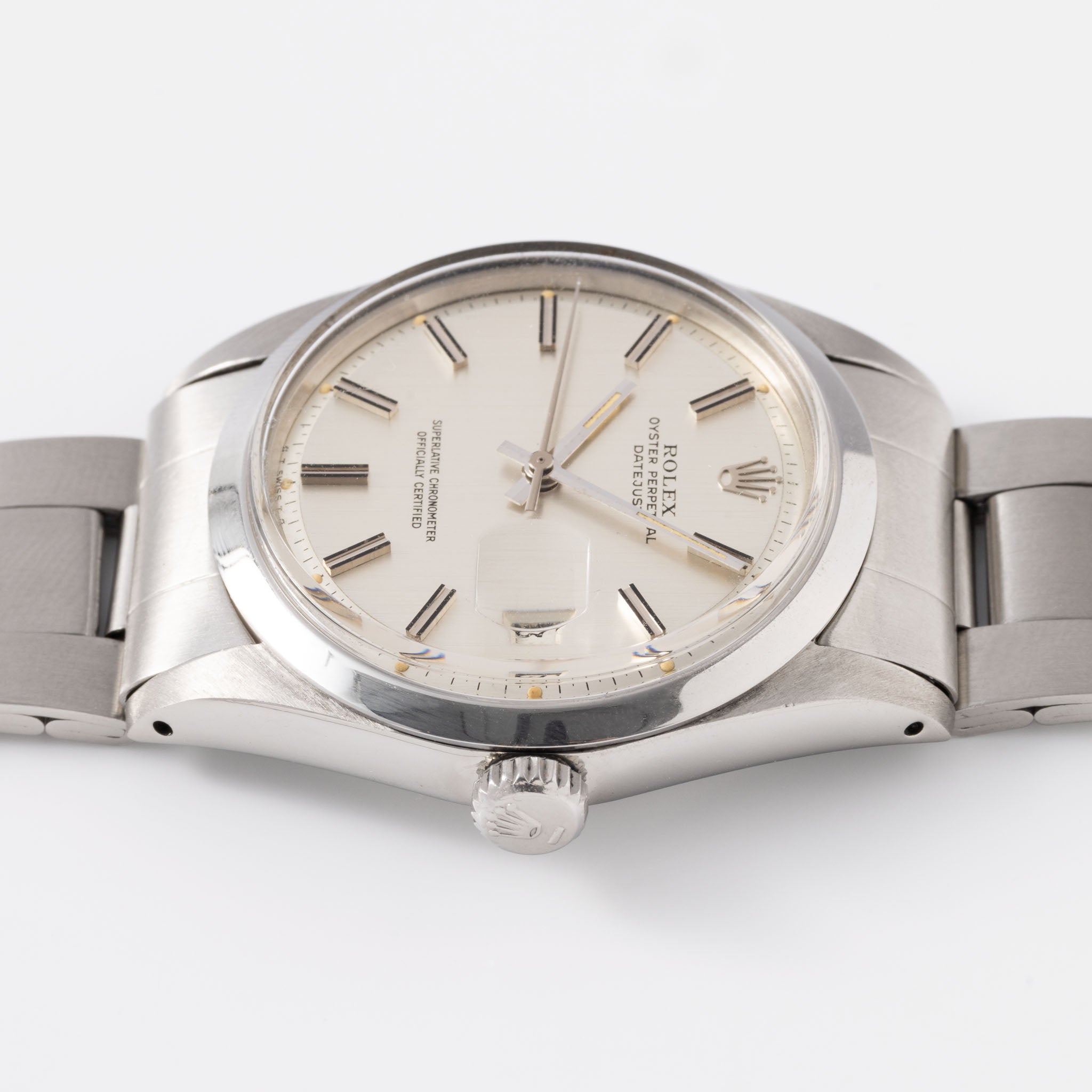 Rolex Datejust Referenz 1600 Seltenes silbernes "Vertical Brush" Sigma Zifferblatt