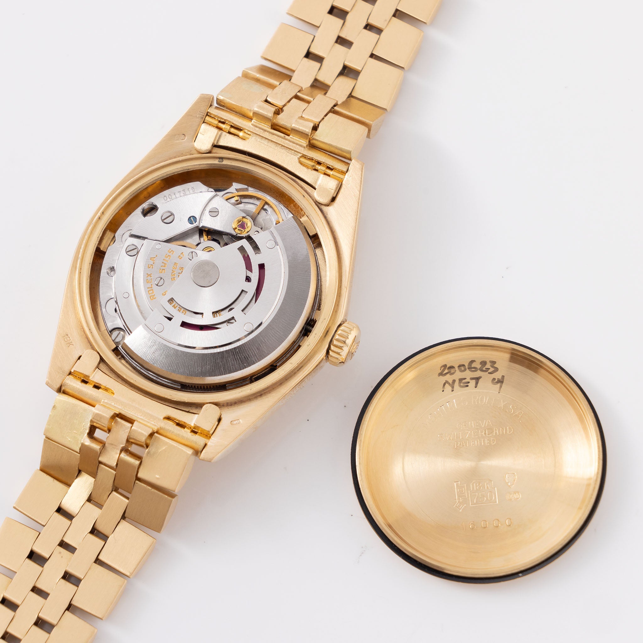 Rolex Datejust Yellow Gold Blue Buckley Dial Ref 16018