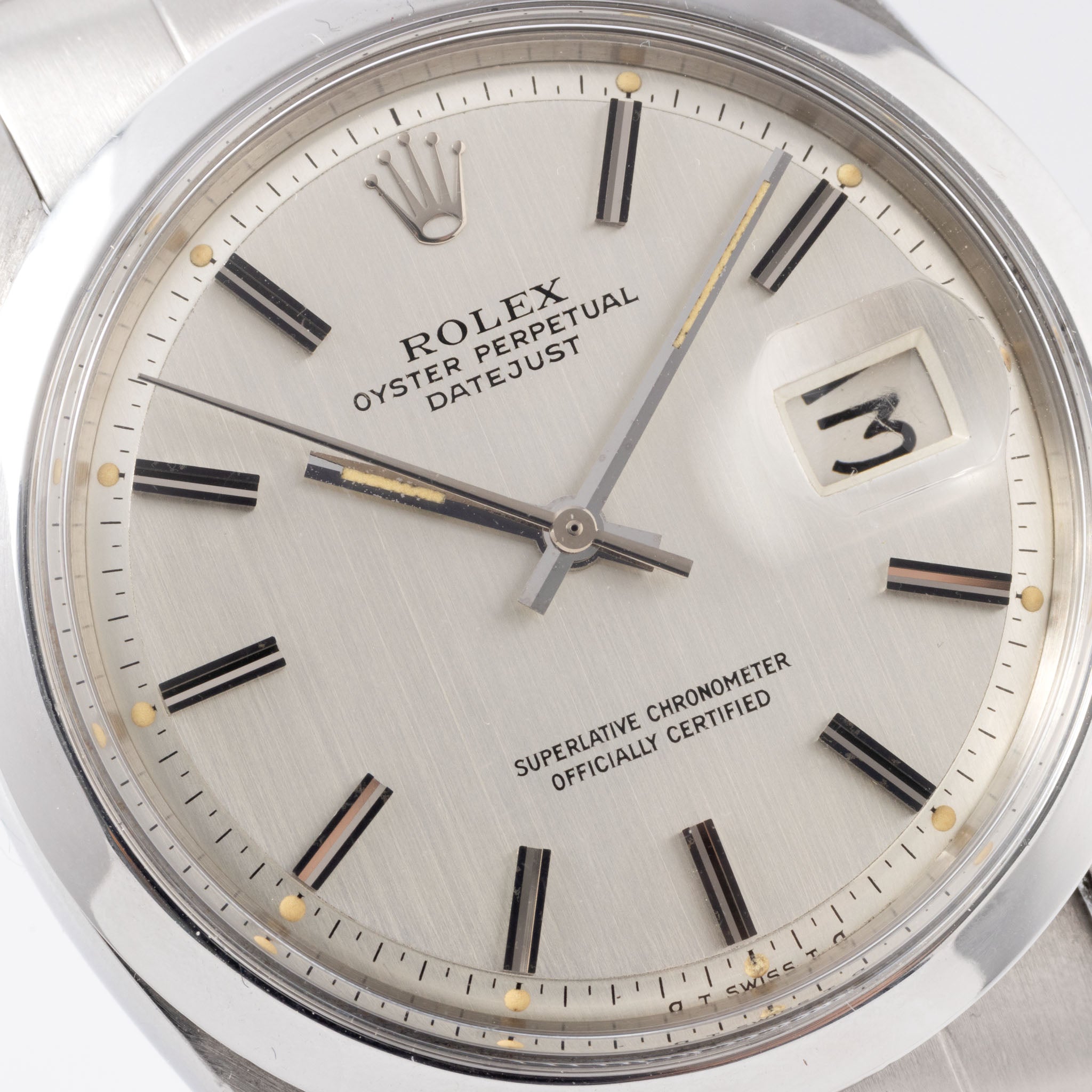 Rolex Datejust Referenz 1600 Seltenes silbernes "Vertical Brush" Sigma Zifferblatt