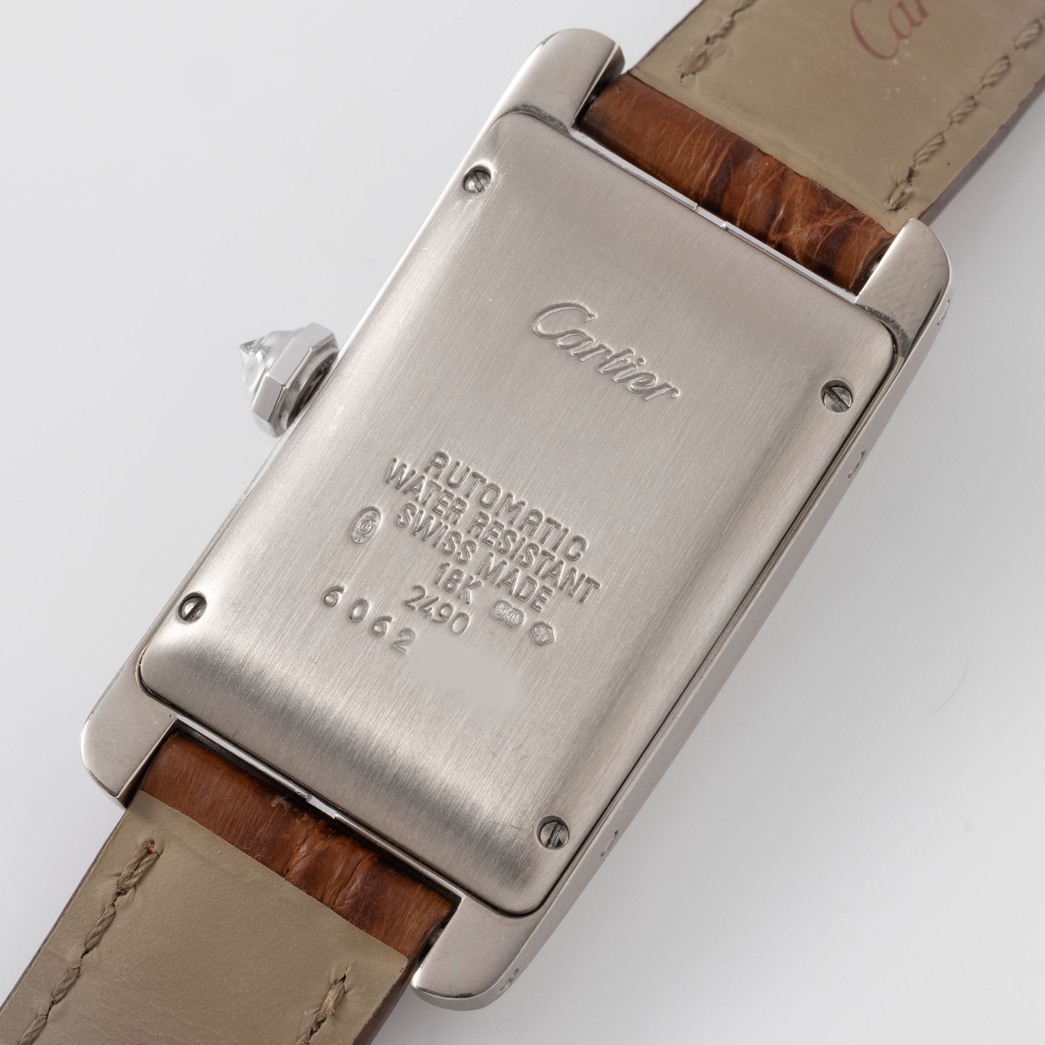 Cartier Tank Américaine 18 Karat Weißgold Pavé Zifferblatt Referenz 2490