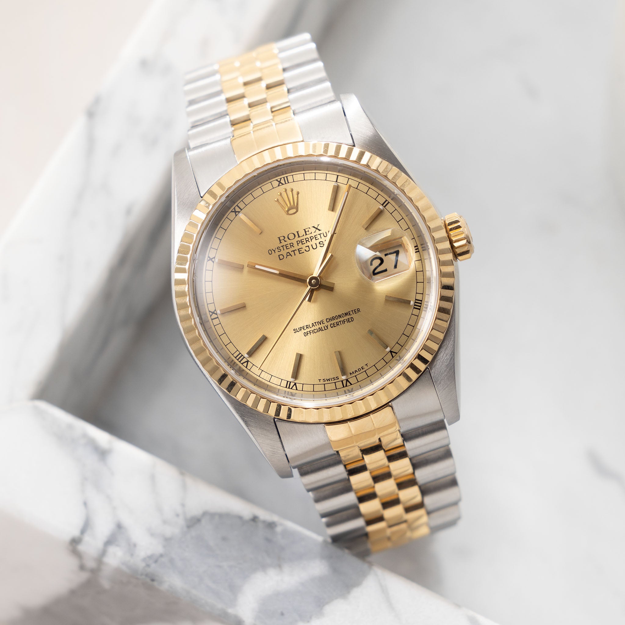 Rolex Datejust 16233 Champagner Zifferblatt mit Box und Papieren