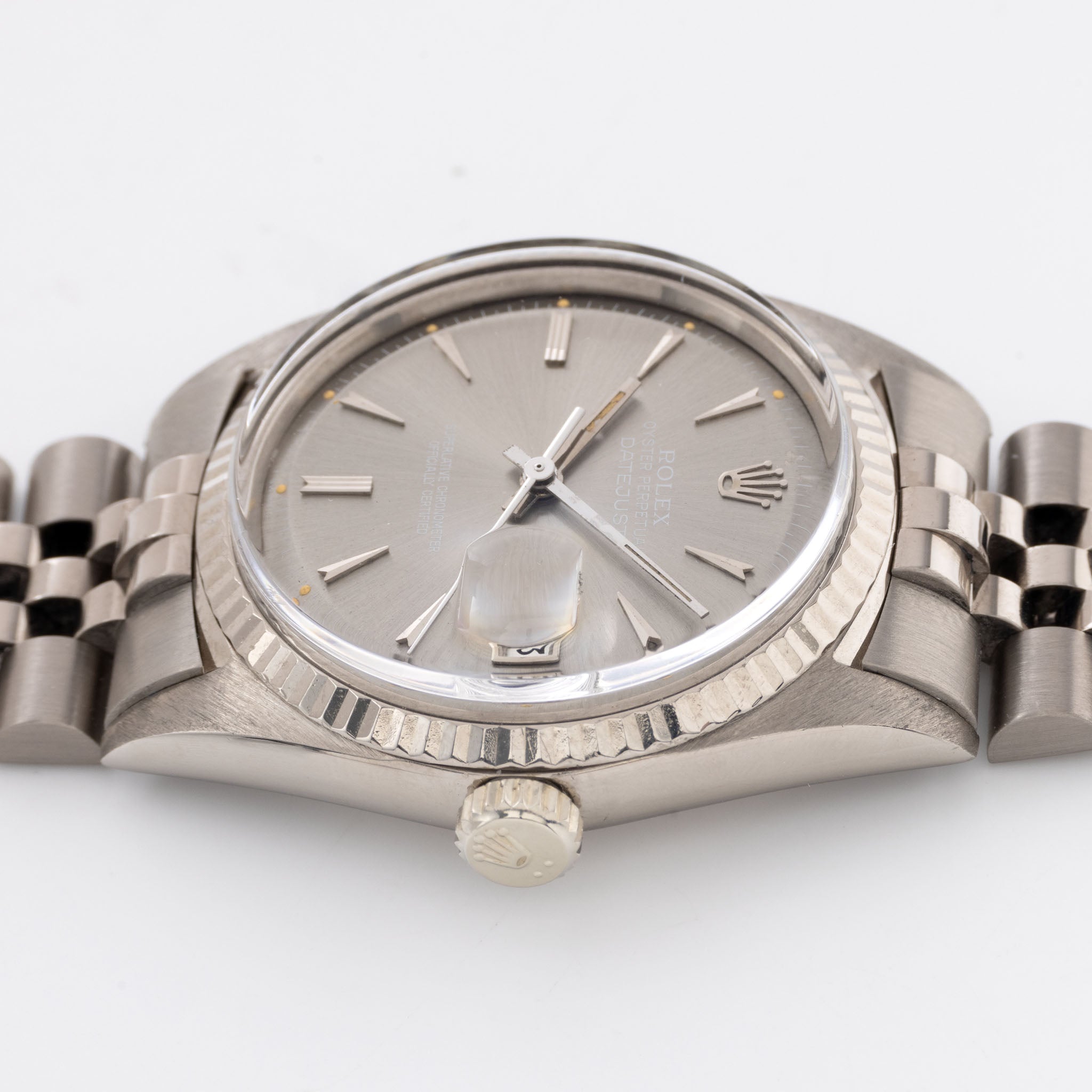 Rolex Datejust 1601/9 Weißgold mit graues Arrowhead Zifferblatt