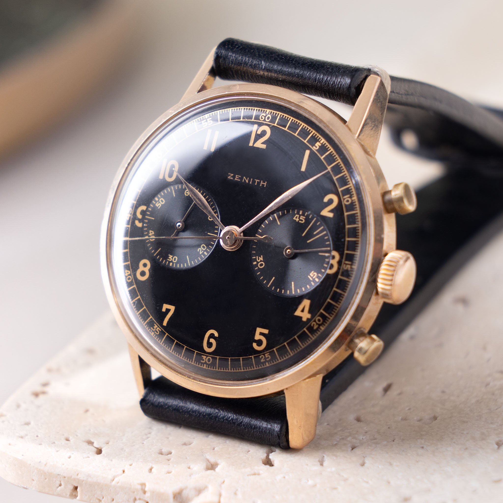 Zenith Chronograph 18 Karat Roségold mit Militär Provenance