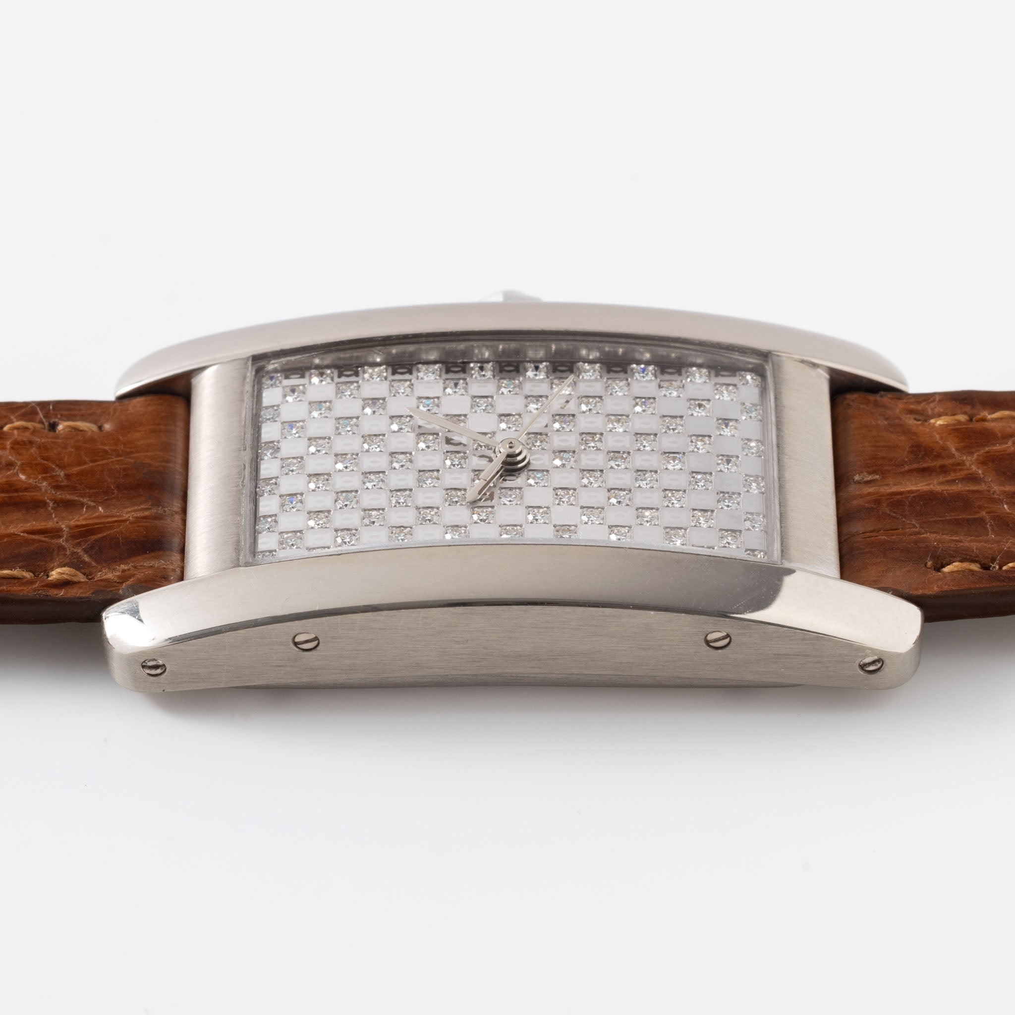 Cartier Tank Américaine 18 Karat Weißgold Pavé Zifferblatt Referenz 2490