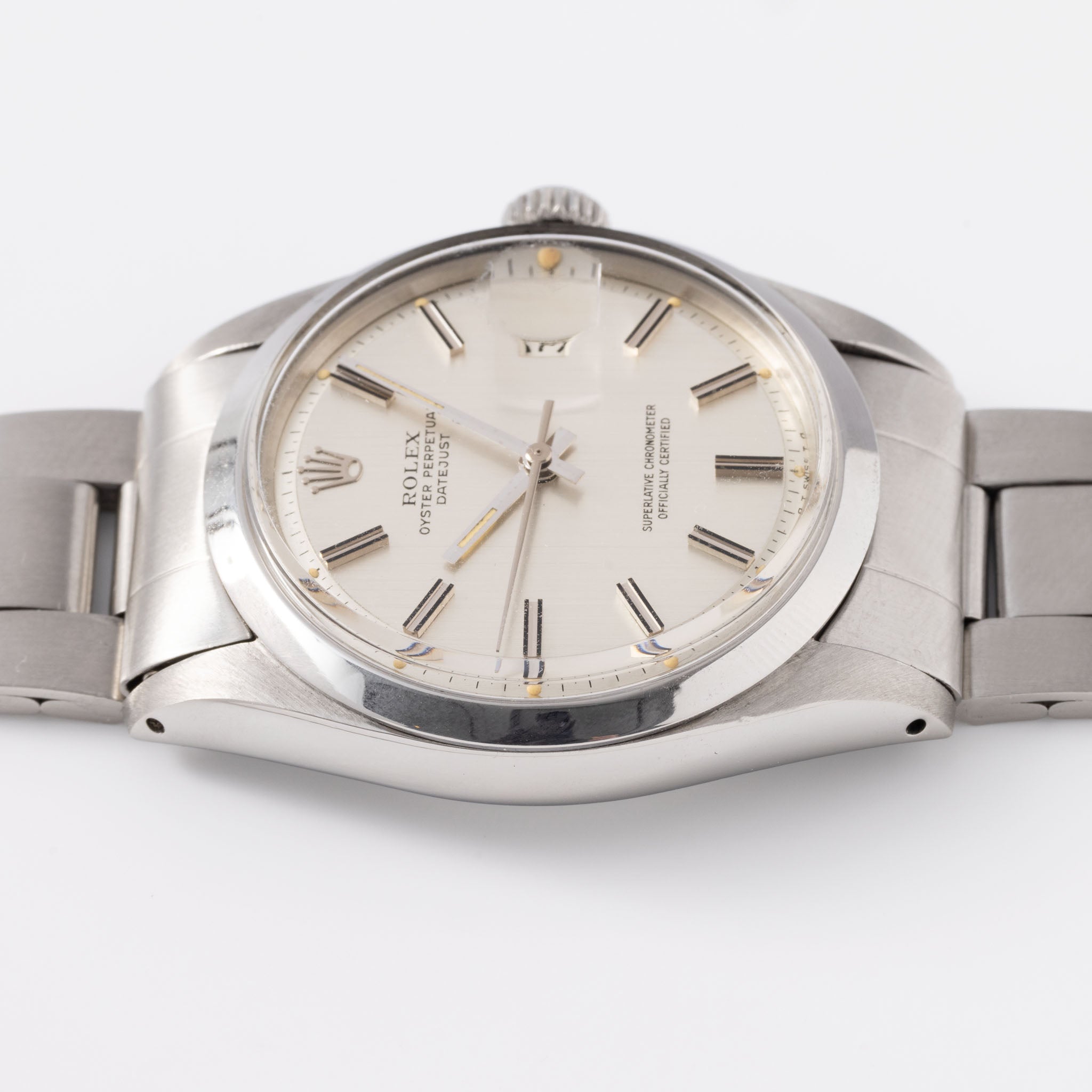 Rolex Datejust Referenz 1600 Seltenes silbernes "Vertical Brush" Sigma Zifferblatt