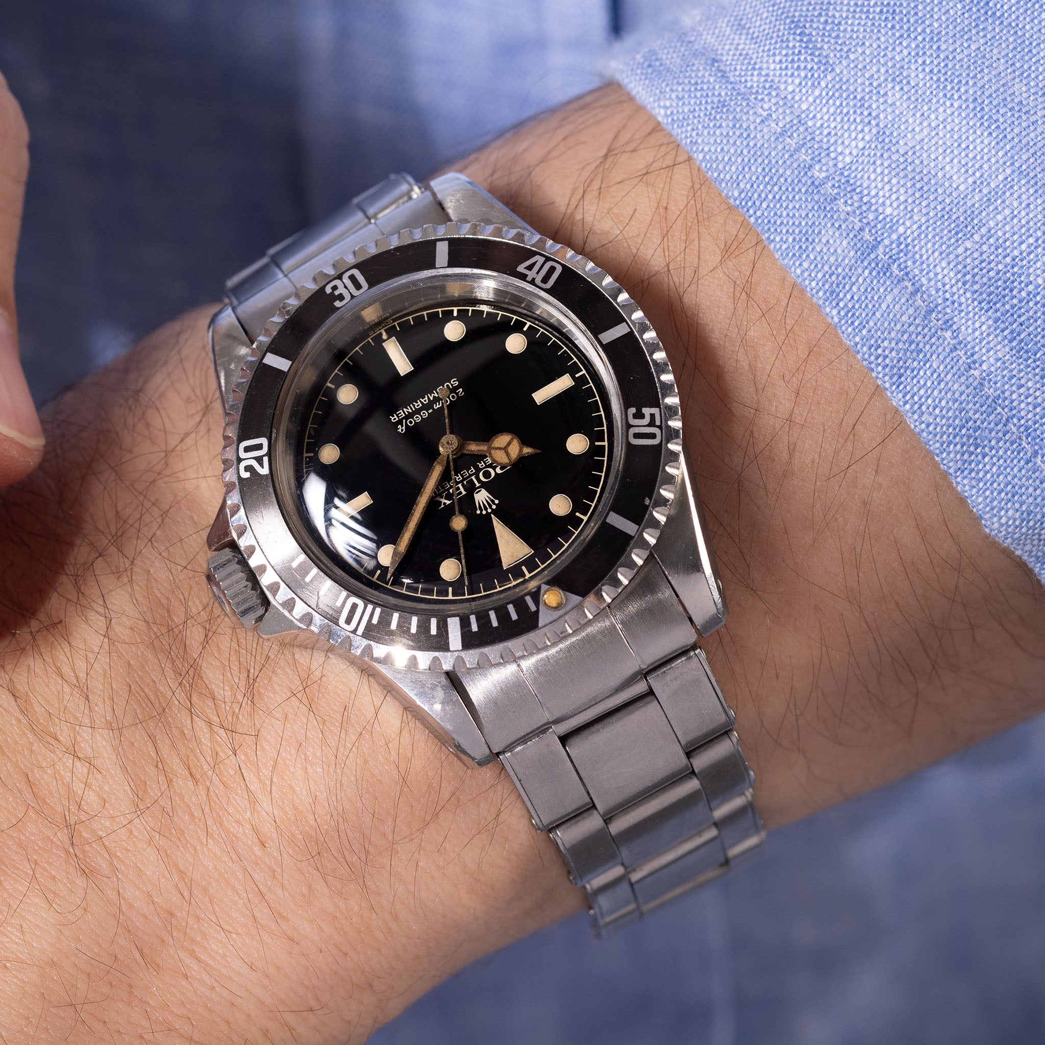 Rolex Submariner Gilt Two-Line Chapter Ring Exclamation Dot Dial Ref 5512