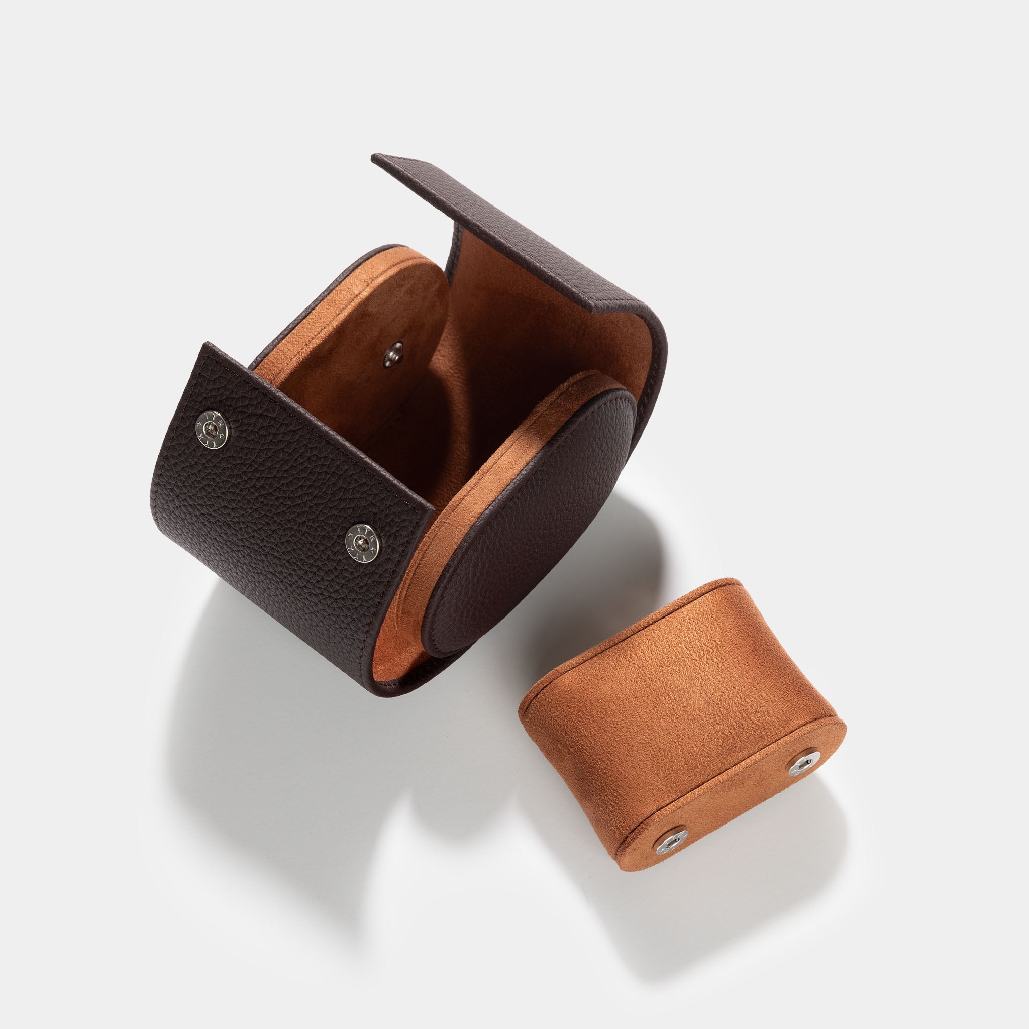 Oval Single Dark Brown Leather Watch Box