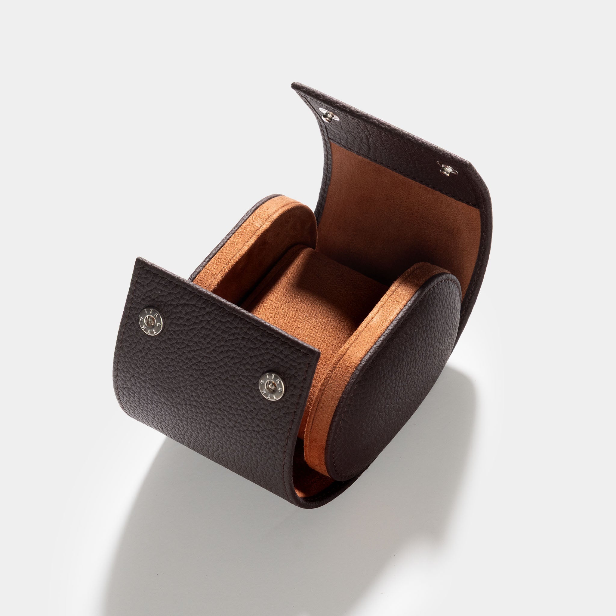 Oval Single Dark Brown Leather Watch Box