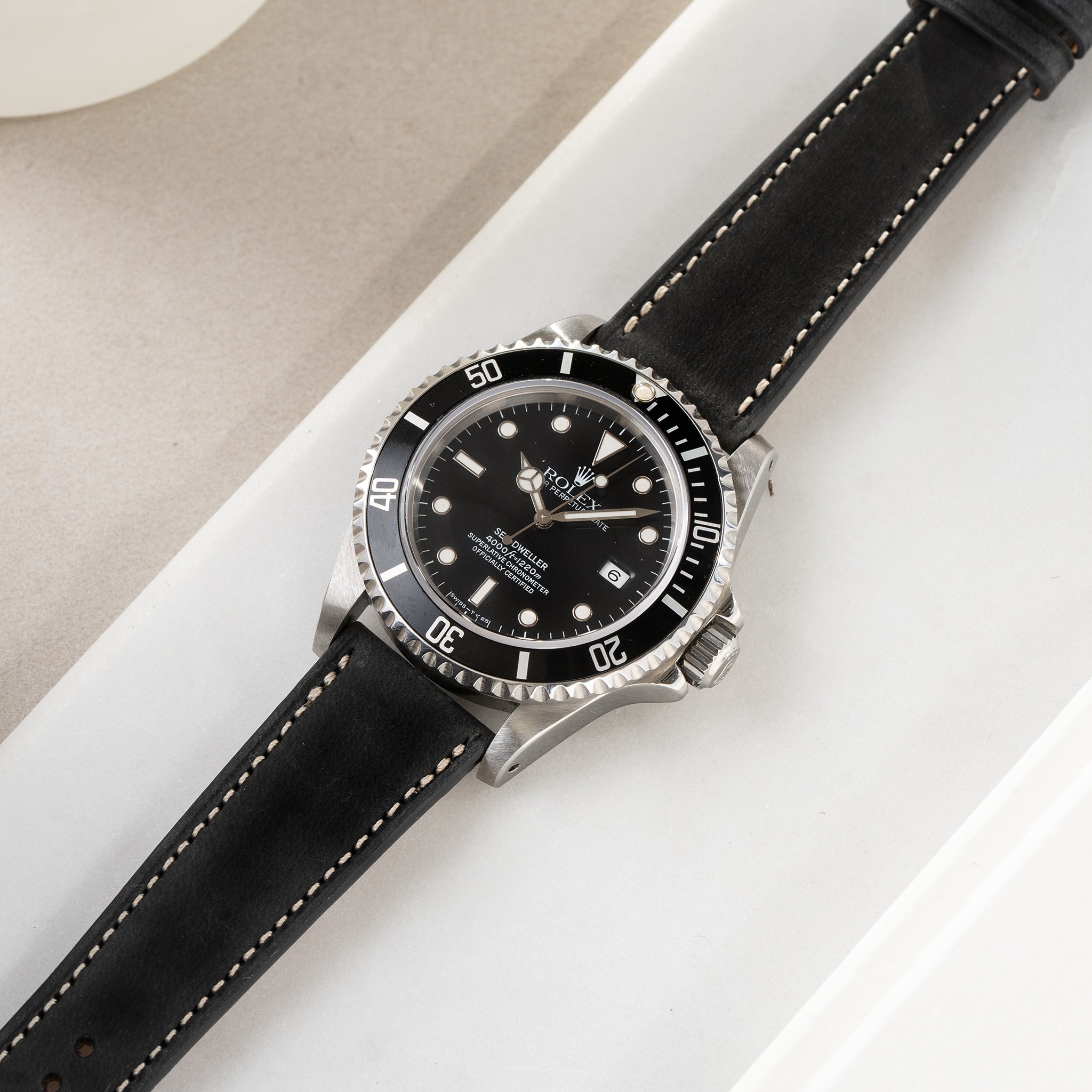 Uhrenarmband für Rolex Seadweller - Chevalin Black Leather