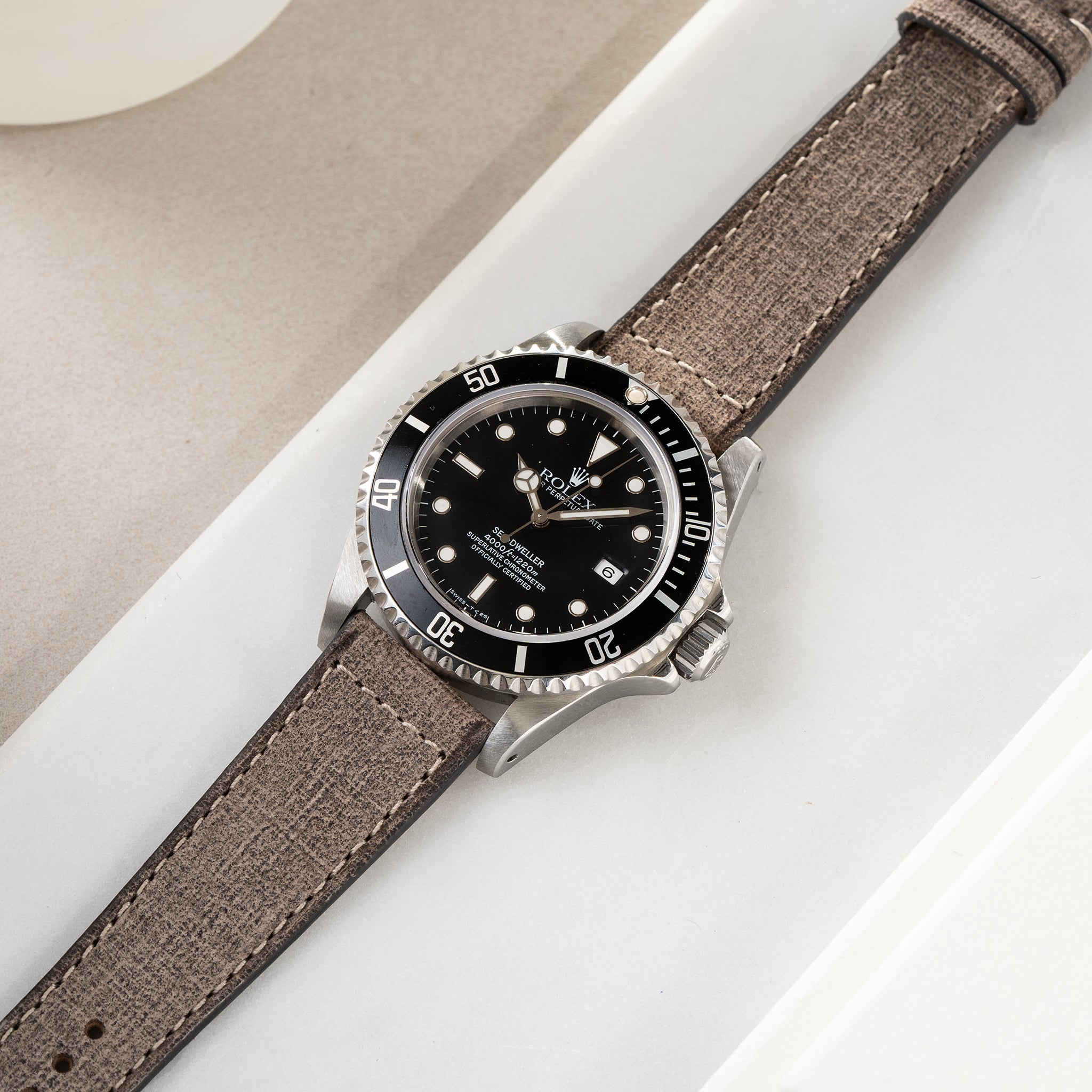 Uhrenarmband für Rolex Seadweller - Grey Linen Leather