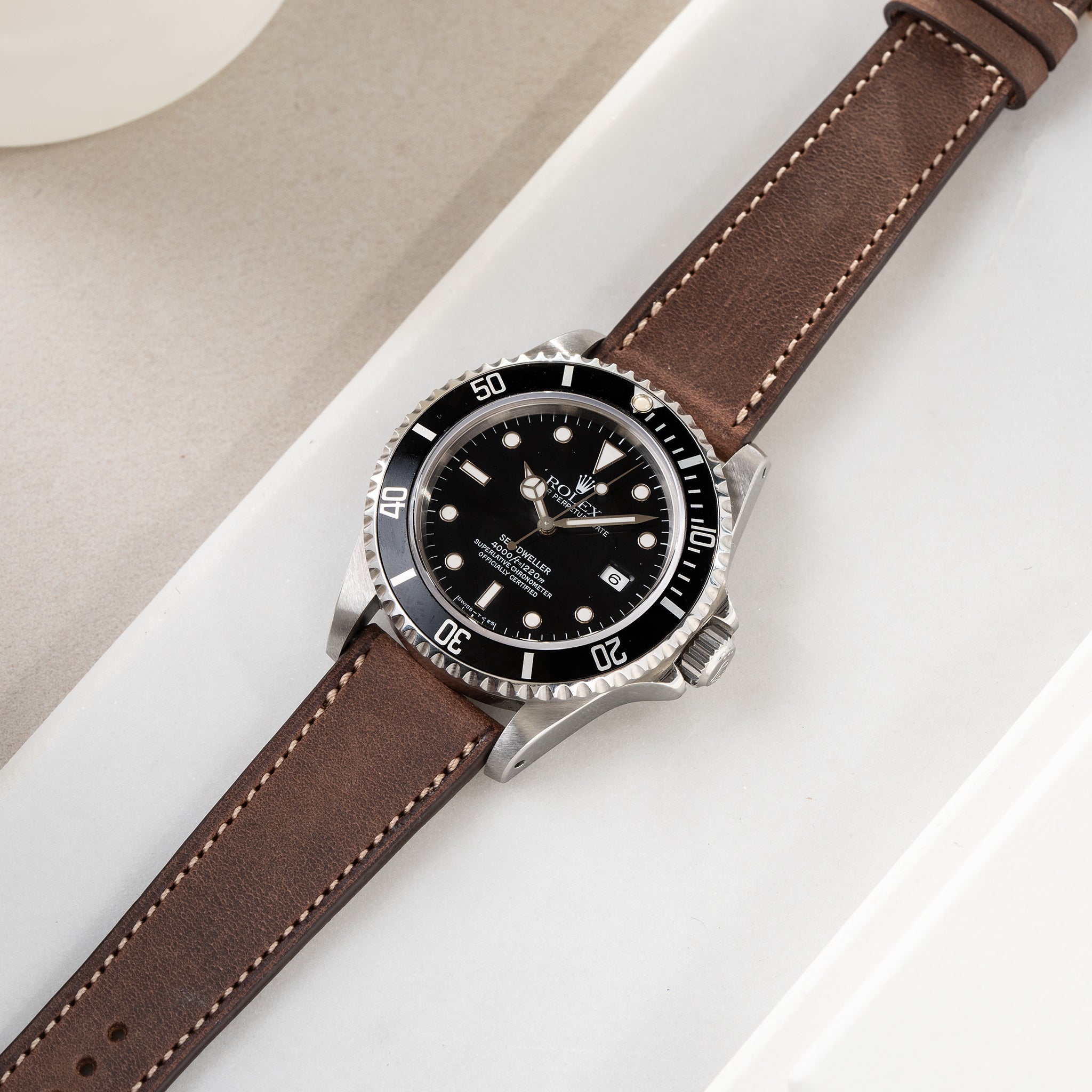 Uhrenarmband für Rolex Seadweller - Dry Soil Brown Leather