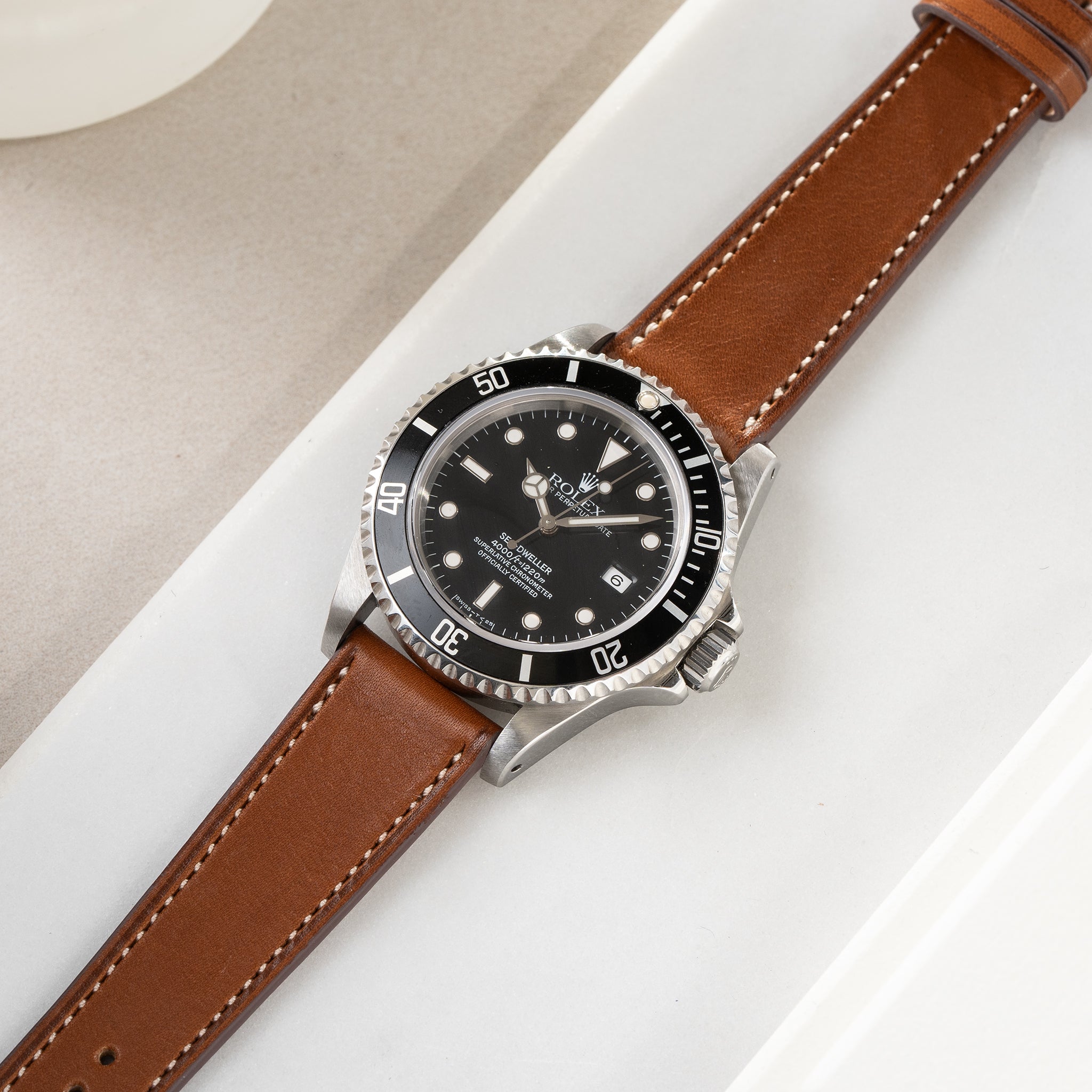 Uhrenarmband für Rolex Seadweller - Chevalin Cognac Brown Leather