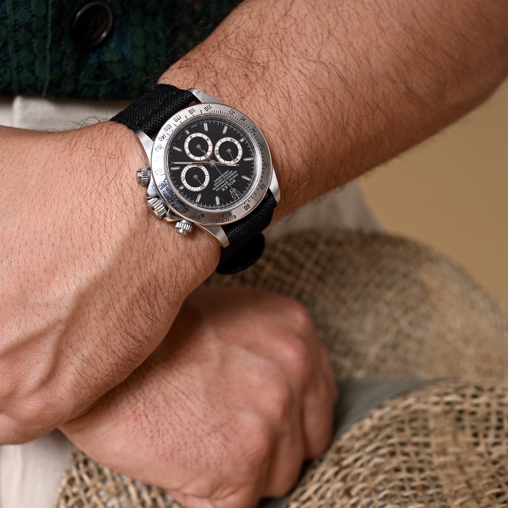 Safari Canvas Uhrenarmband Schwarz