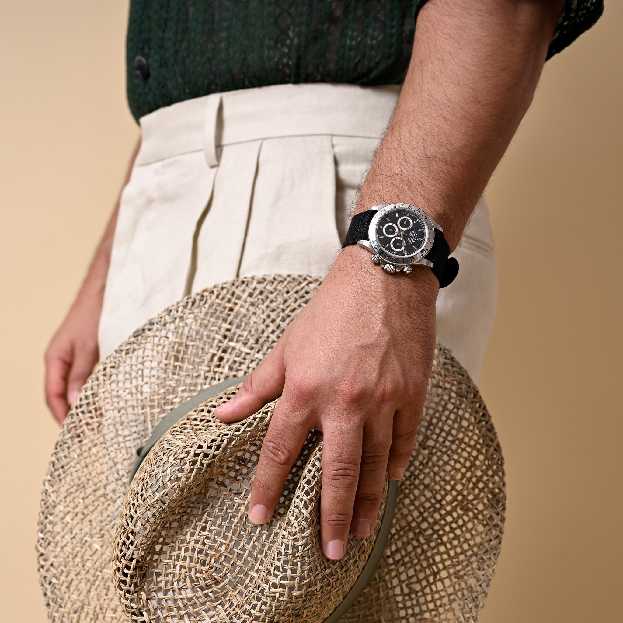Safari Canvas Uhrenarmband Schwarz