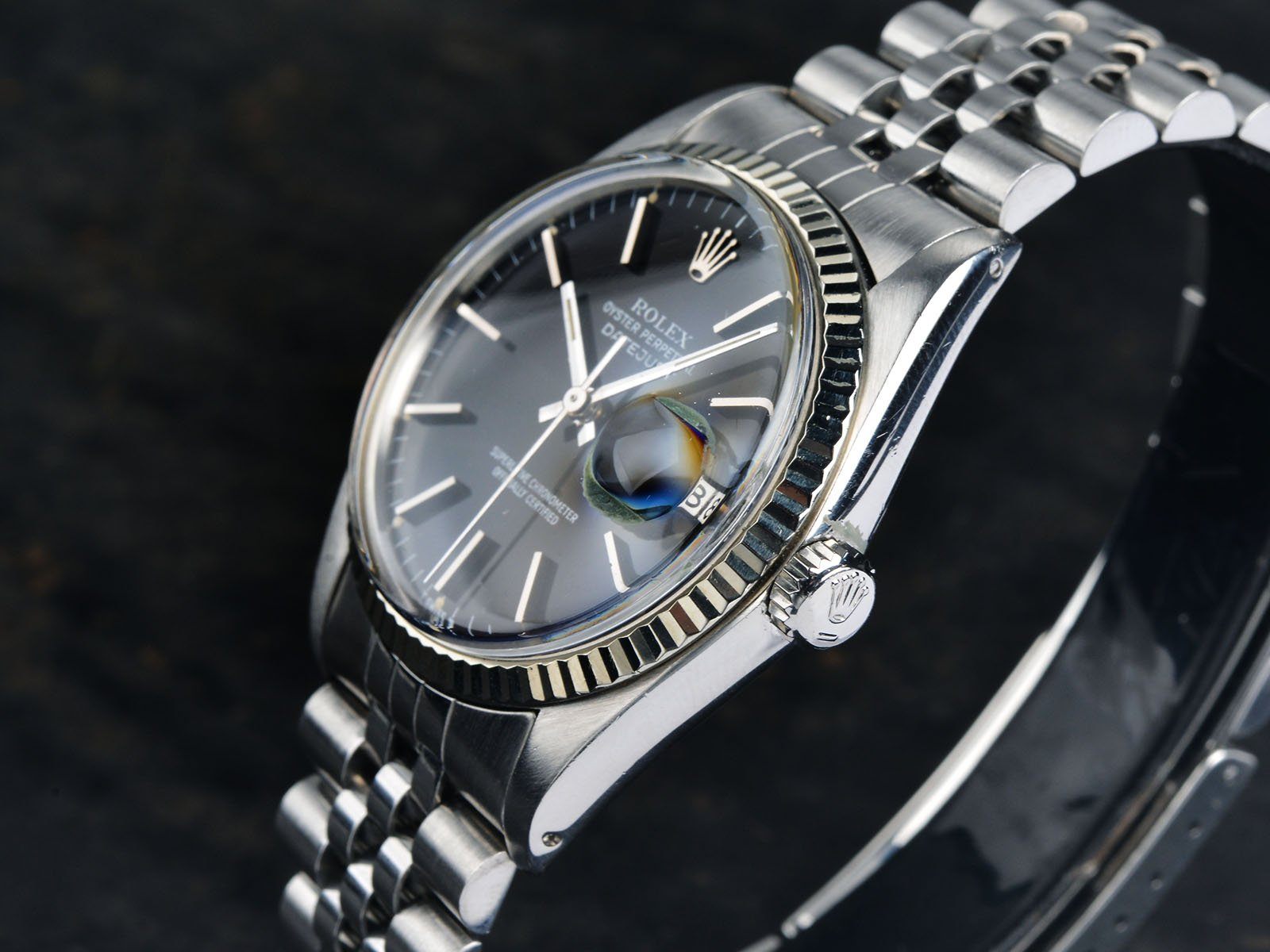 GLOSS BLACK DIAL ROLEX DATEJUST 16014