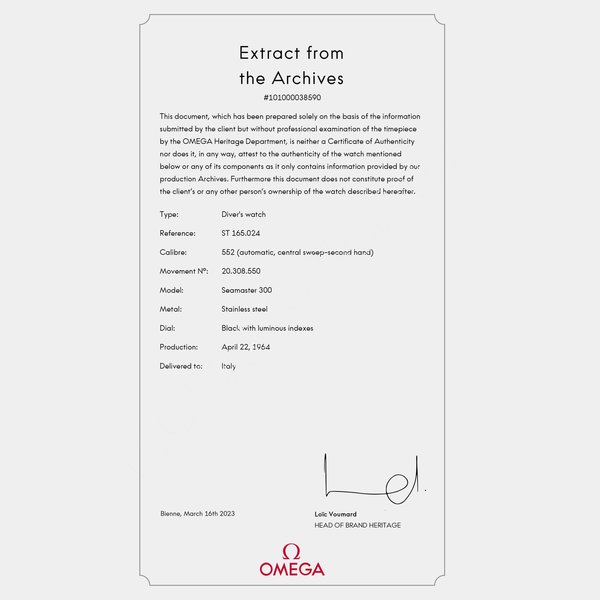 Omega Seamaster SM300 Referenz 165.024-63