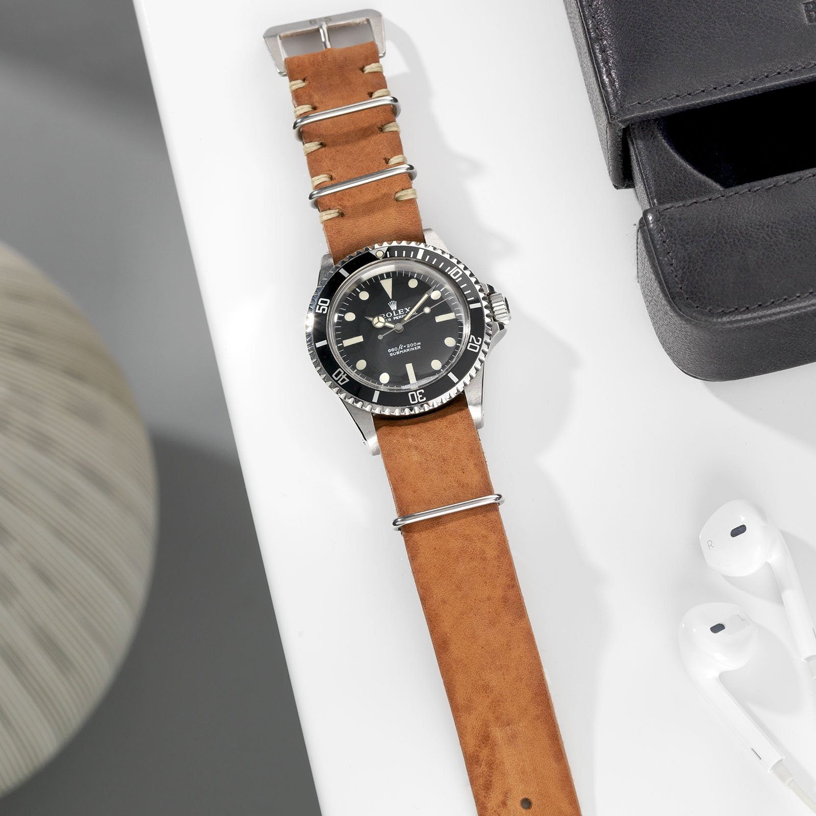 Nato Caramel Leder Uhrenarmband