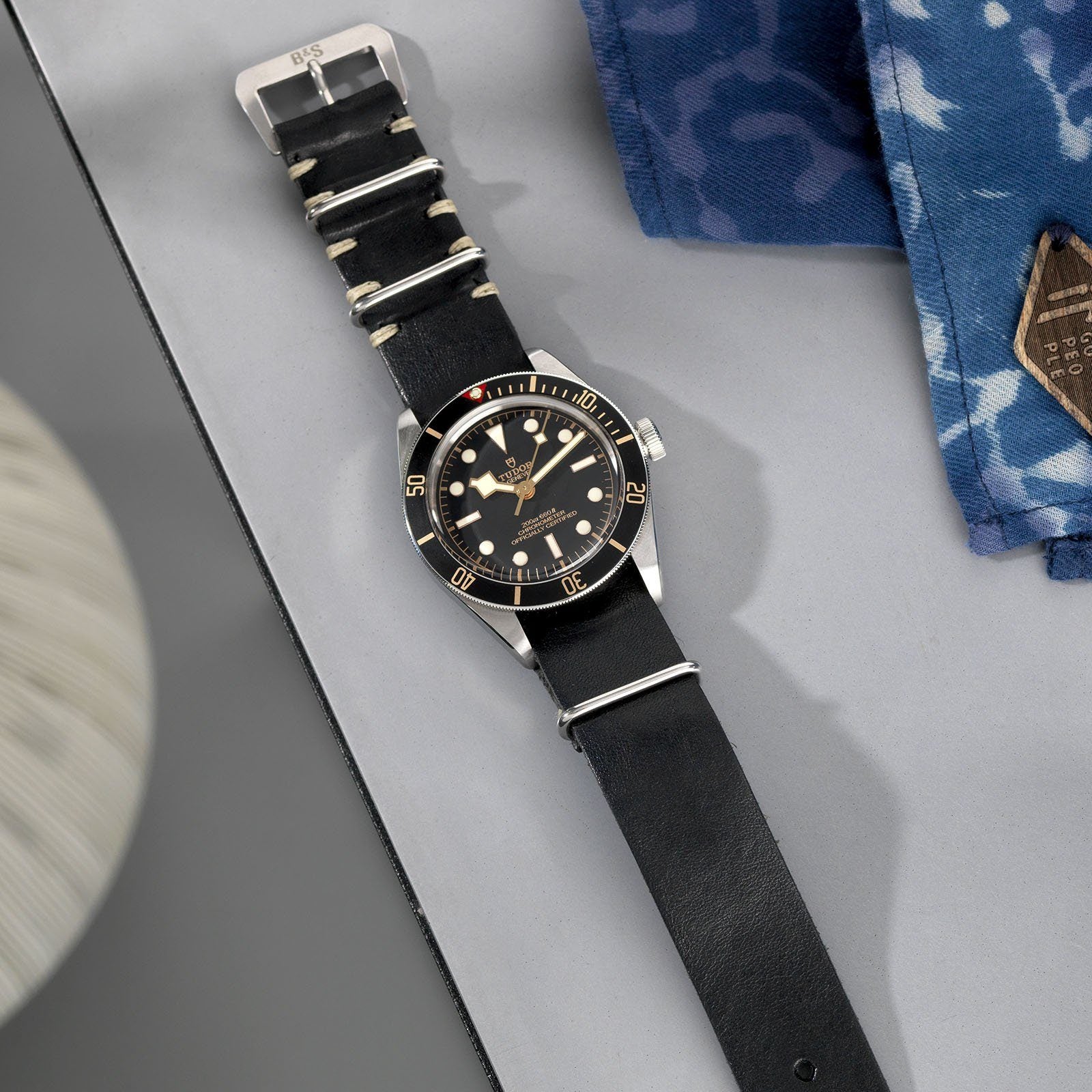 Nato Nero Leder Uhrenarmband