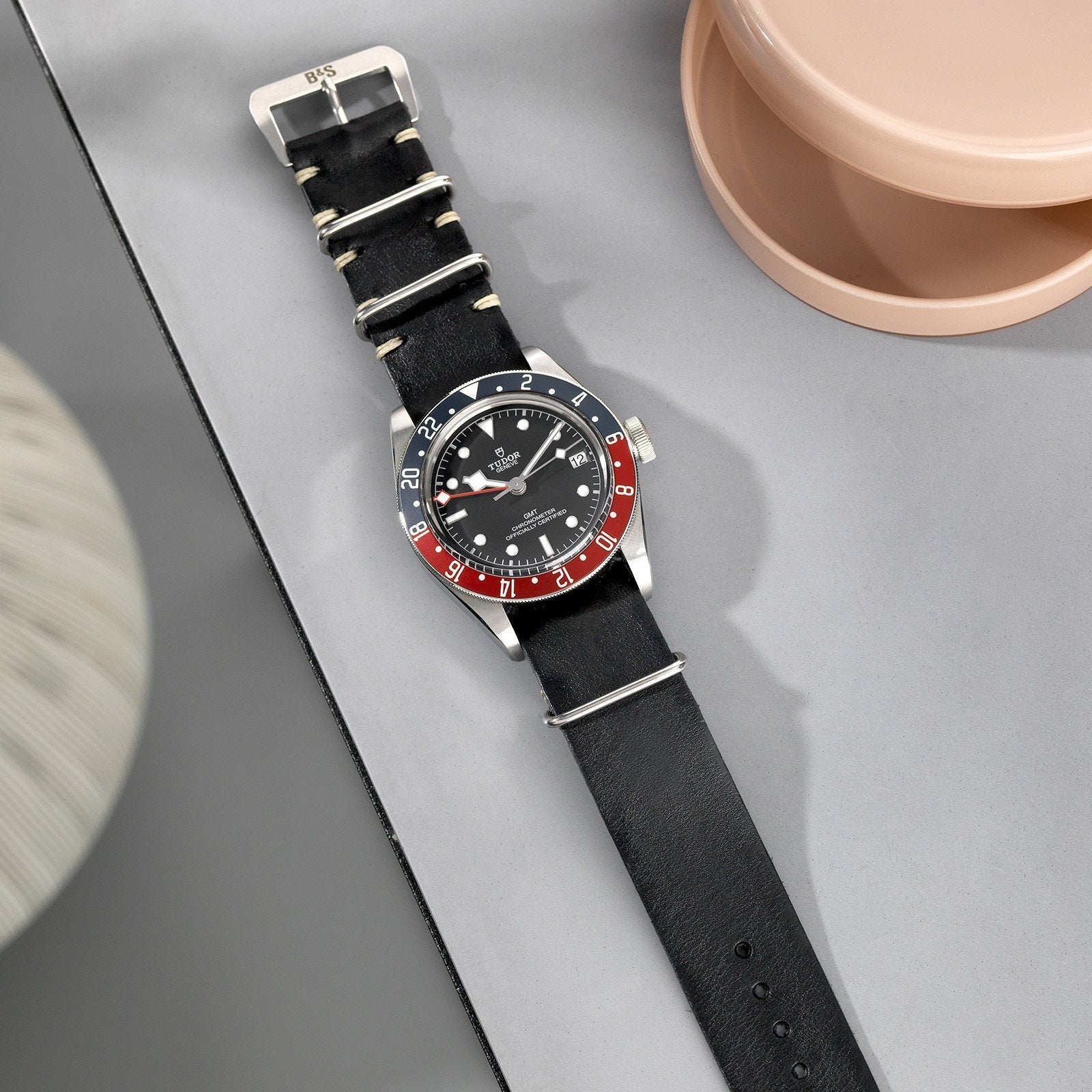 Nato Nero Leder Uhrenarmband
