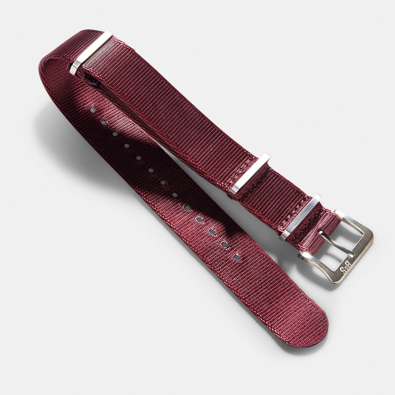 Deluxe Nylon Nato Uhrenarmband Burgundy