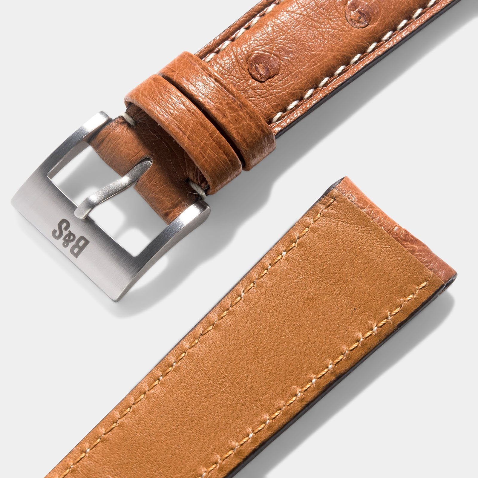 Cognac Straußenleder Uhrenarmband
