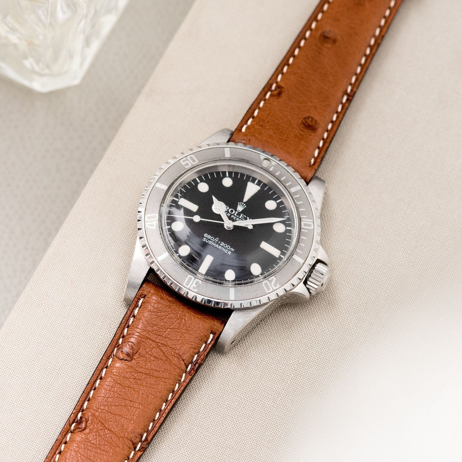 Cognac Straußenleder Uhrenarmband