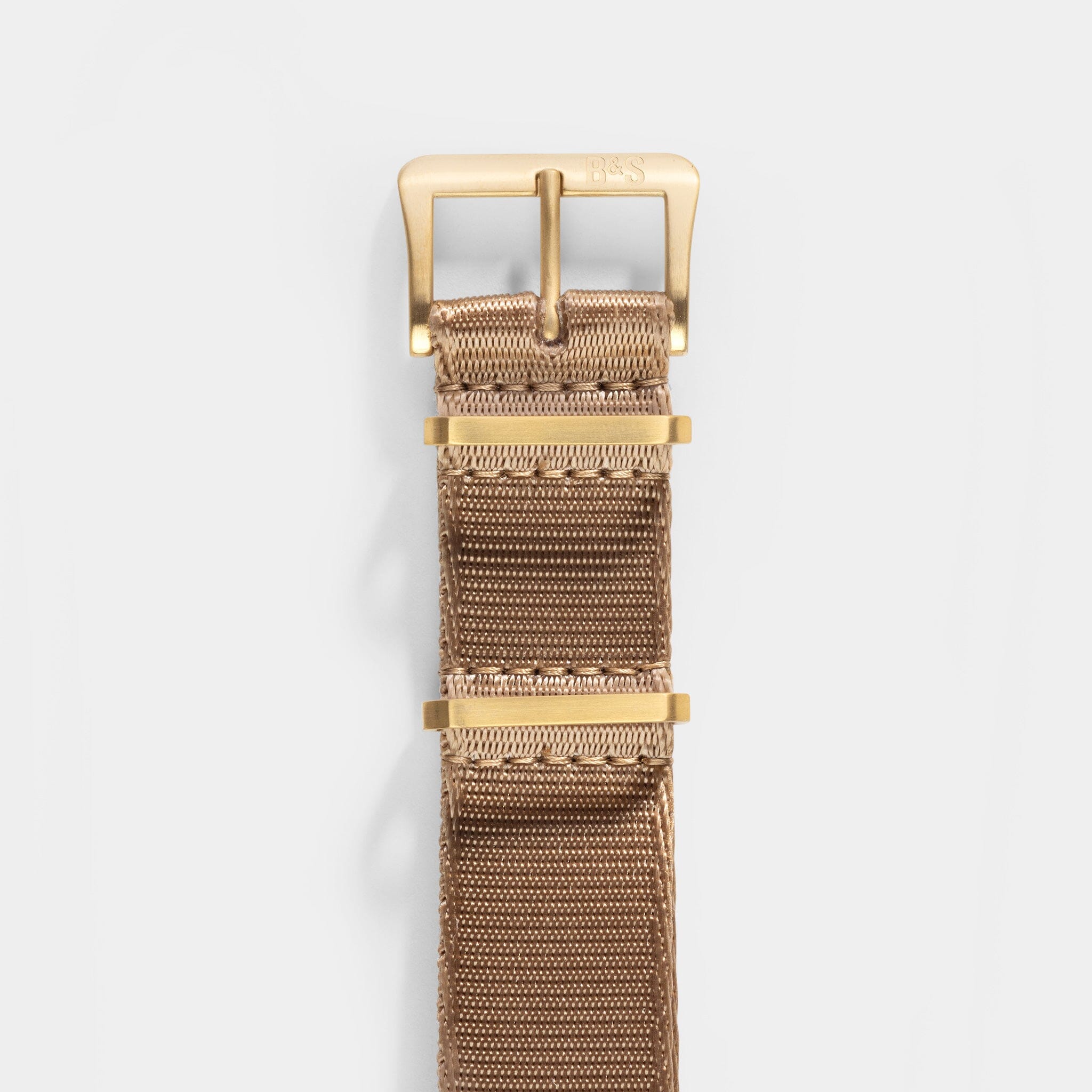 Deluxe Nylon Nato Uhrenarmband Coyote - Gold Mattiert