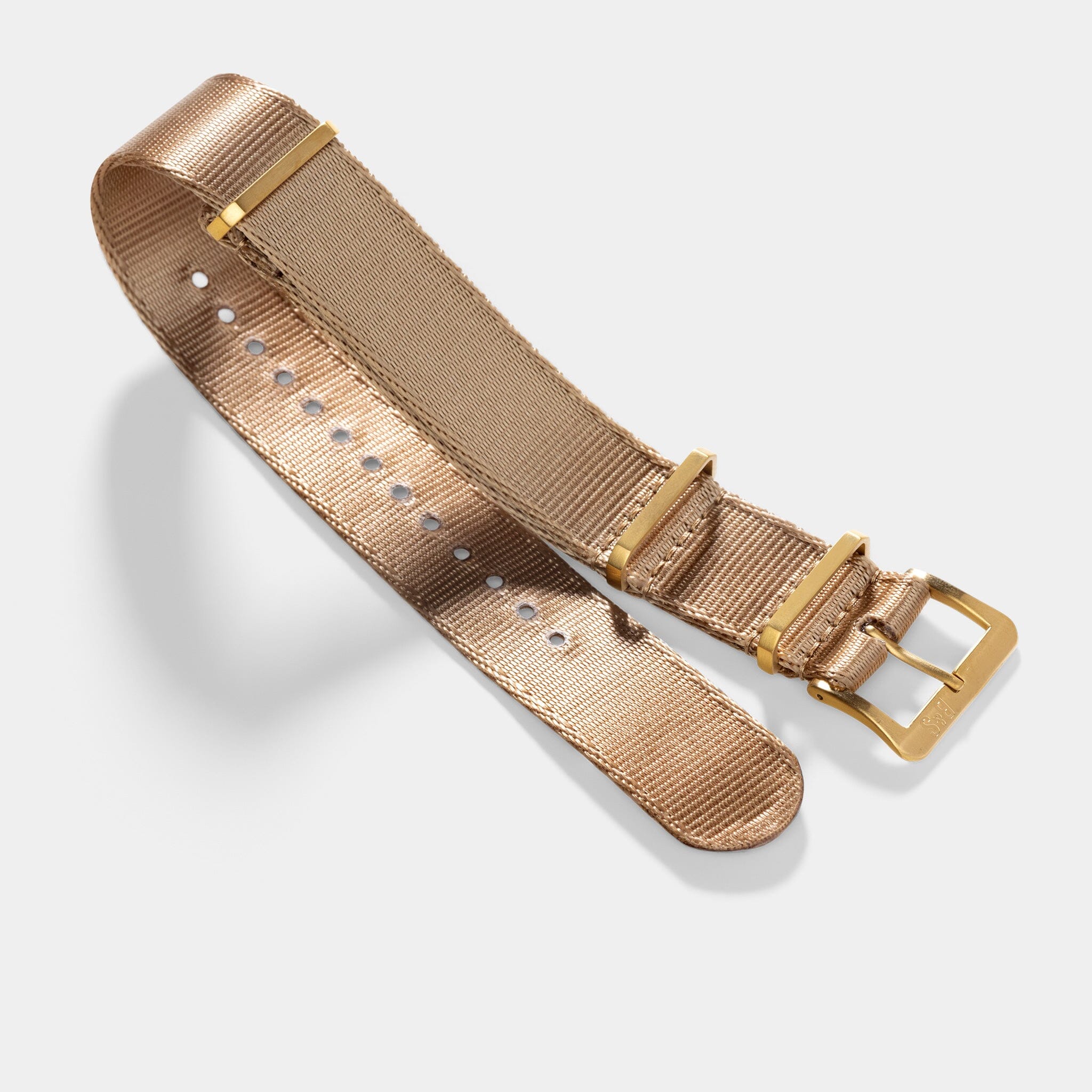 Deluxe Nylon Nato Uhrenarmband Coyote - Gold Mattiert