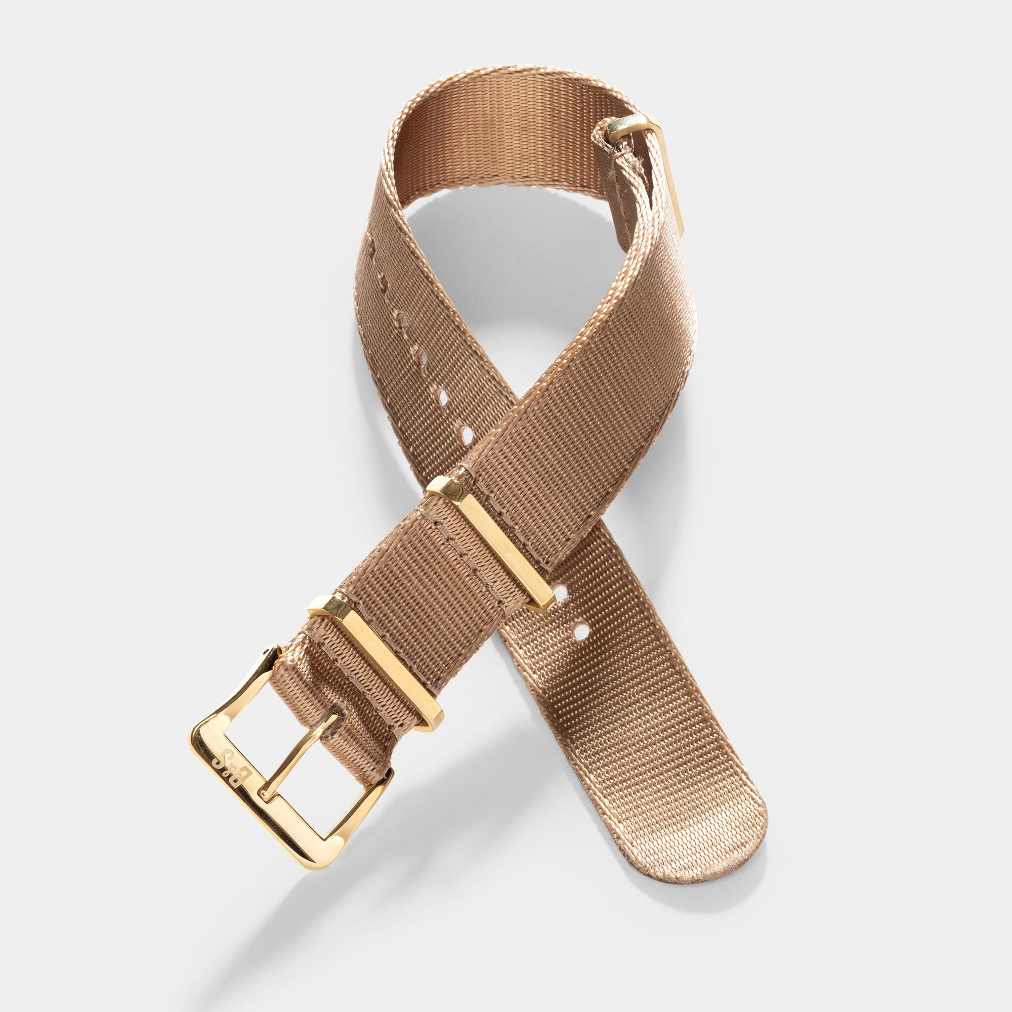 Deluxe Nylon Nato Uhrenarmband Coyote - Gold