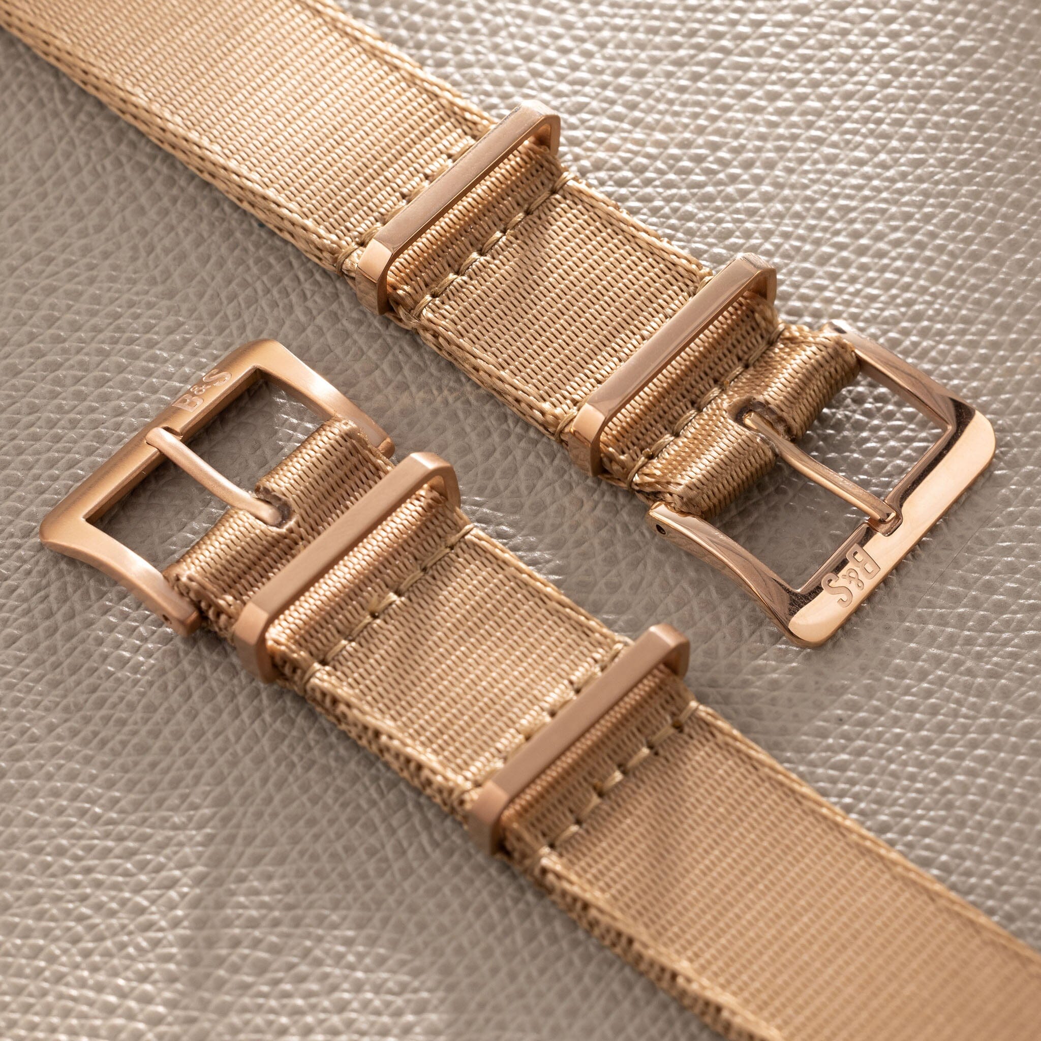 Deluxe Nylon Nato Uhrenarmband Coyote - Roségold Mattiert