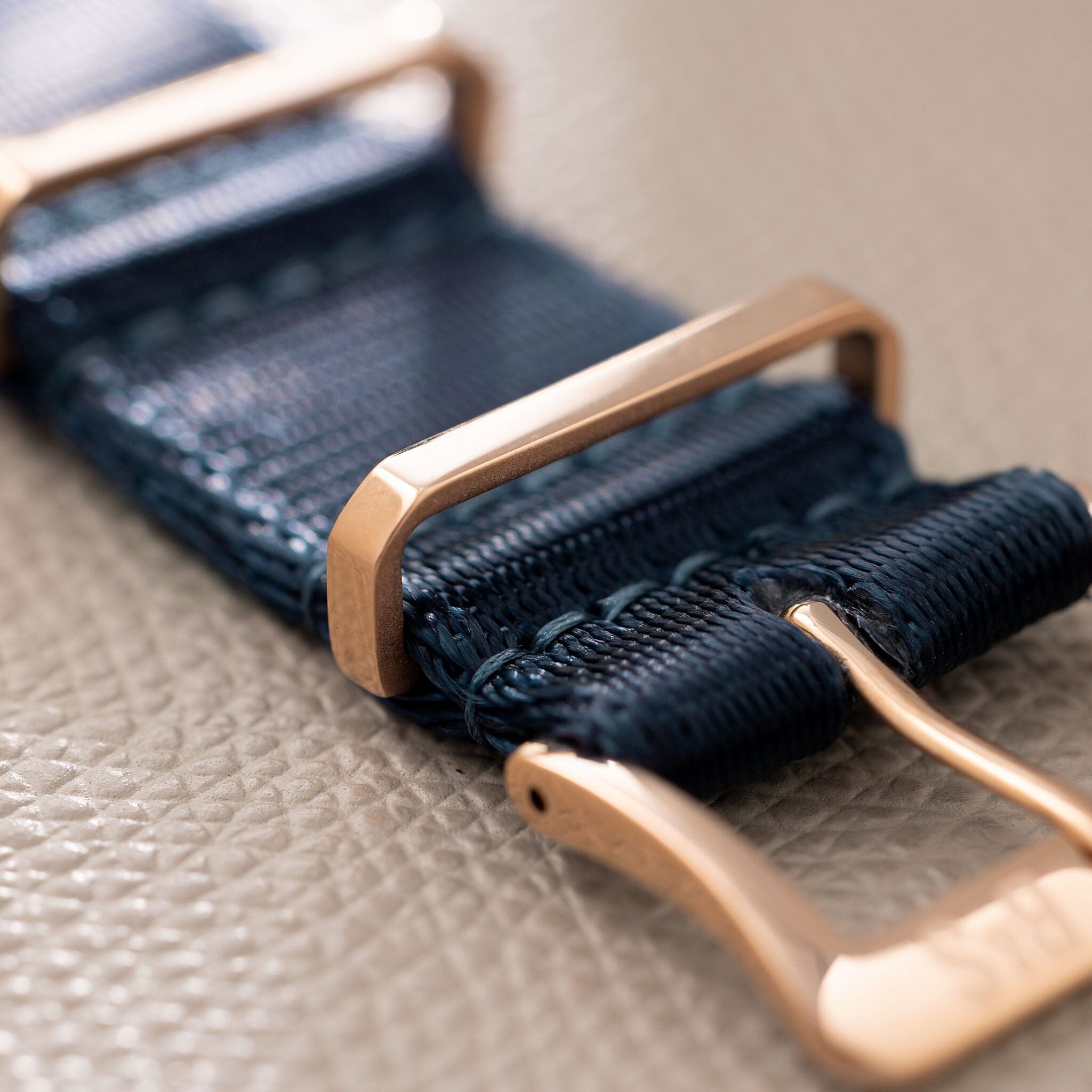 Deluxe Nylon Nato Uhrenarmband Navy - Roségold