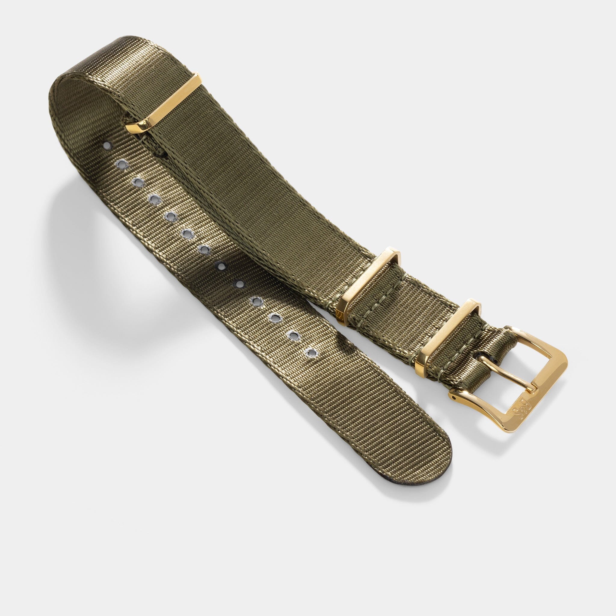 Deluxe Nylon Nato Uhrenarmband Olive Drab - Gold