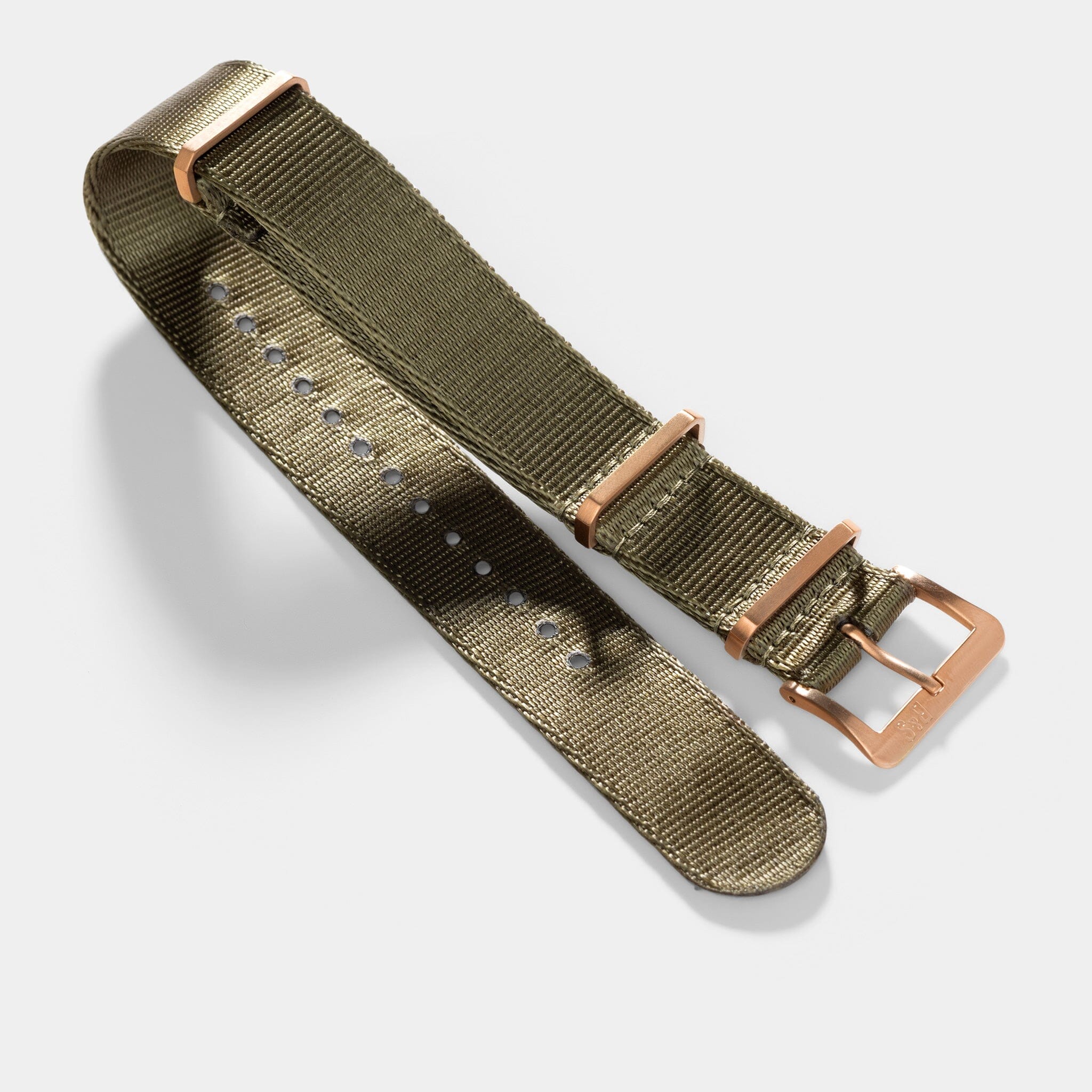 Deluxe Nylon Nato Uhrenarmband Olive Drab - Roségold Mattiert
