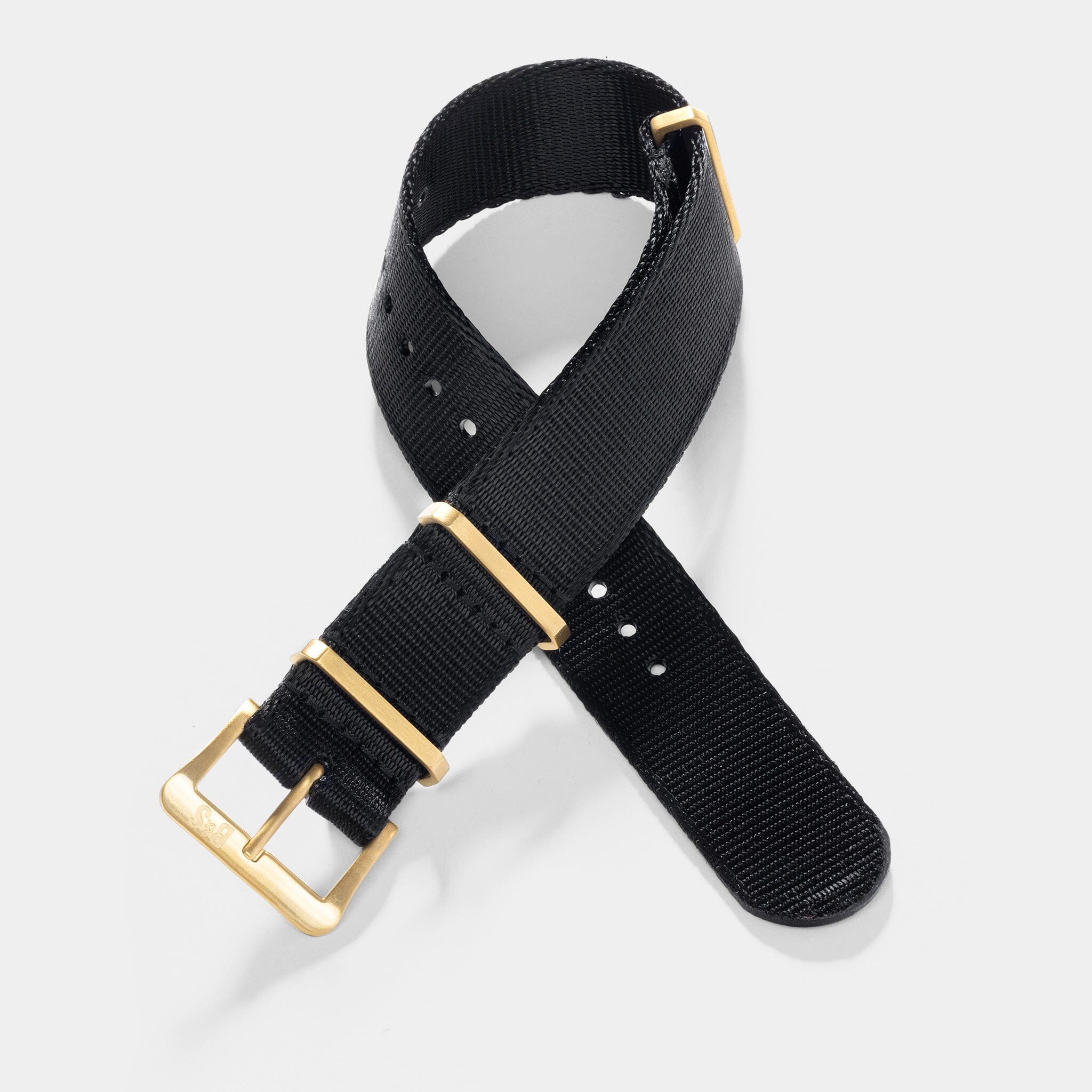 Deluxe Nylon Nato Uhrenarmband Shadow - Gold Mattiert