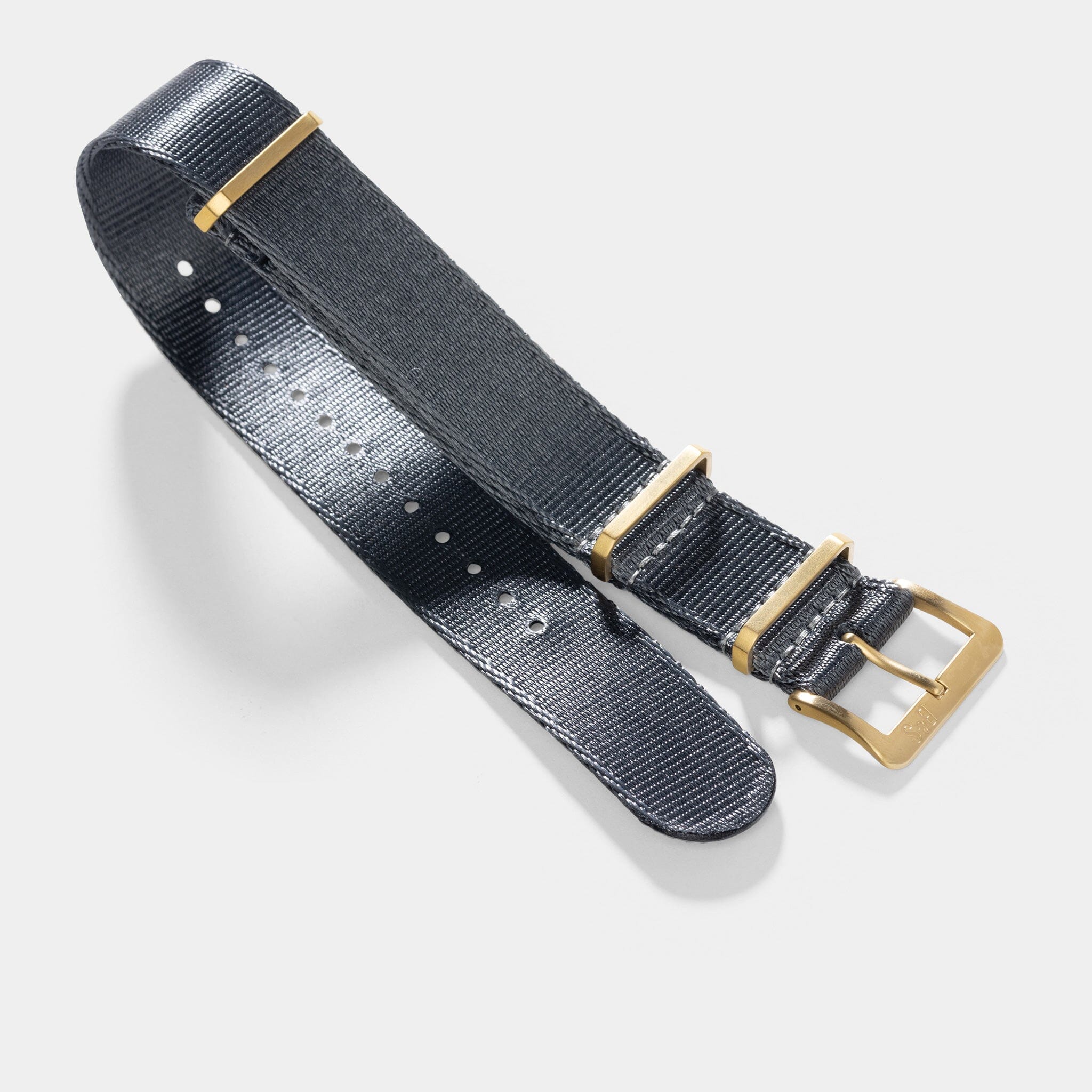 Deluxe Nylon Nato Uhrenarmband Slate - Gold Mattiert