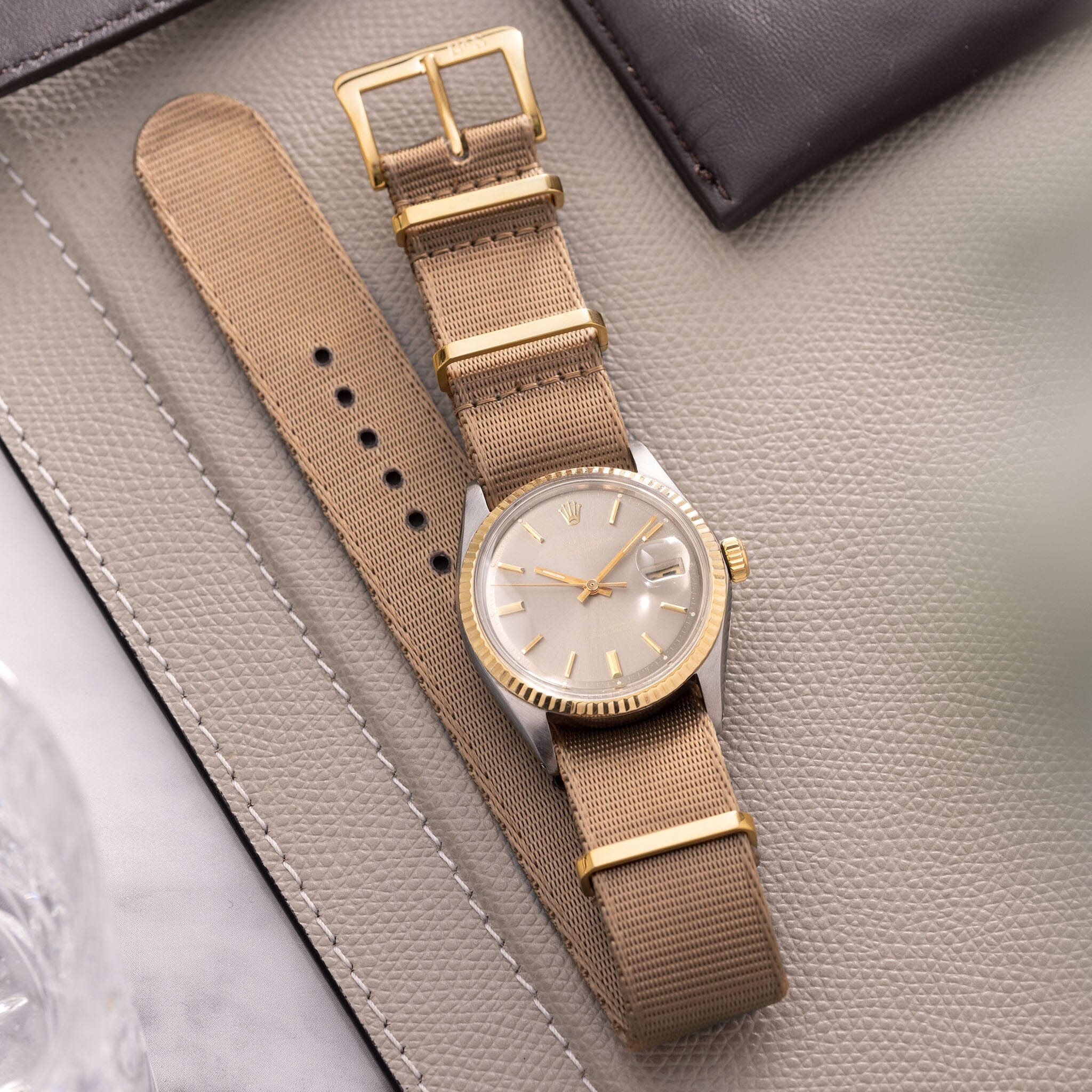 Deluxe Nylon Nato Uhrenarmband Coyote - Gold