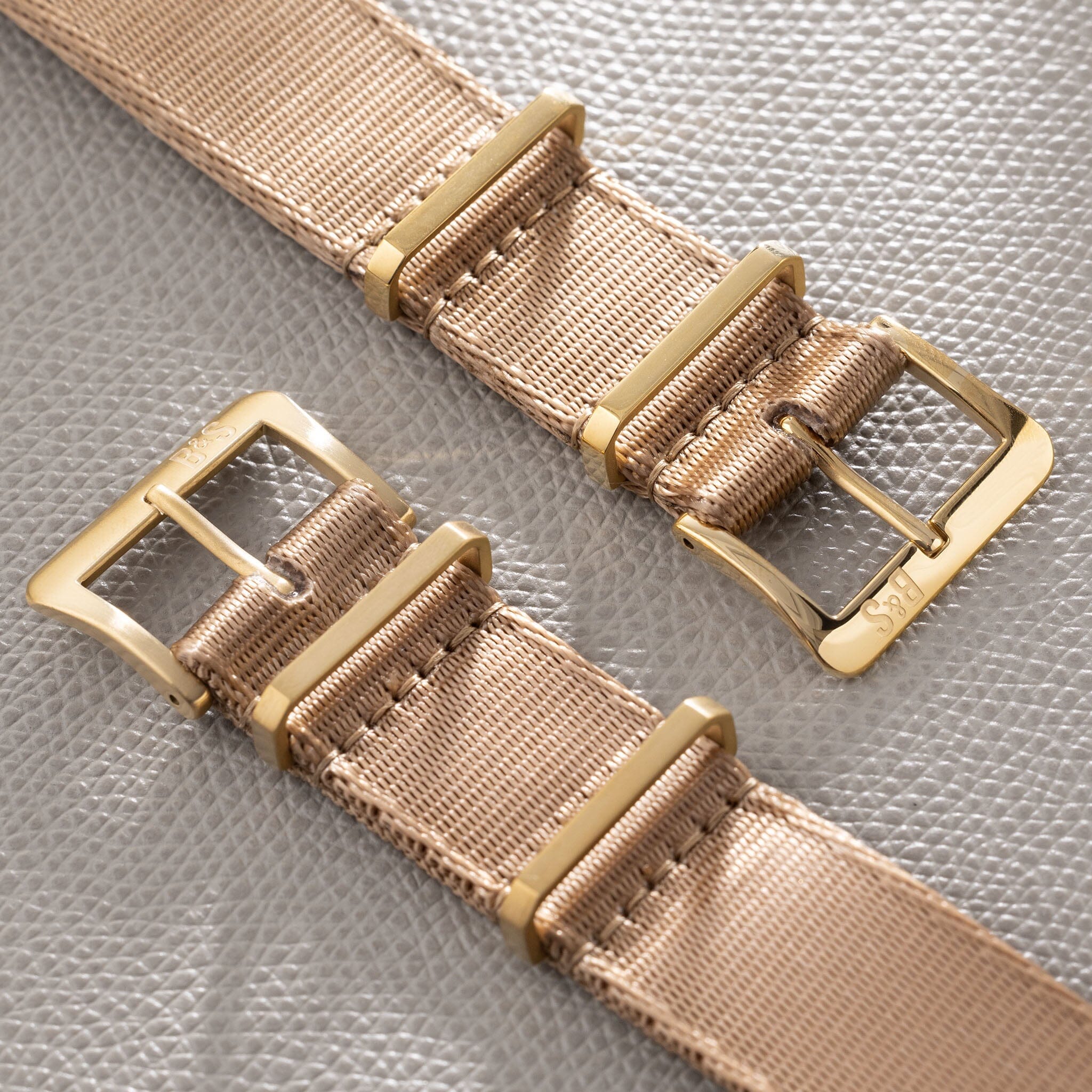 Deluxe Nylon Nato Uhrenarmband Coyote - Gold