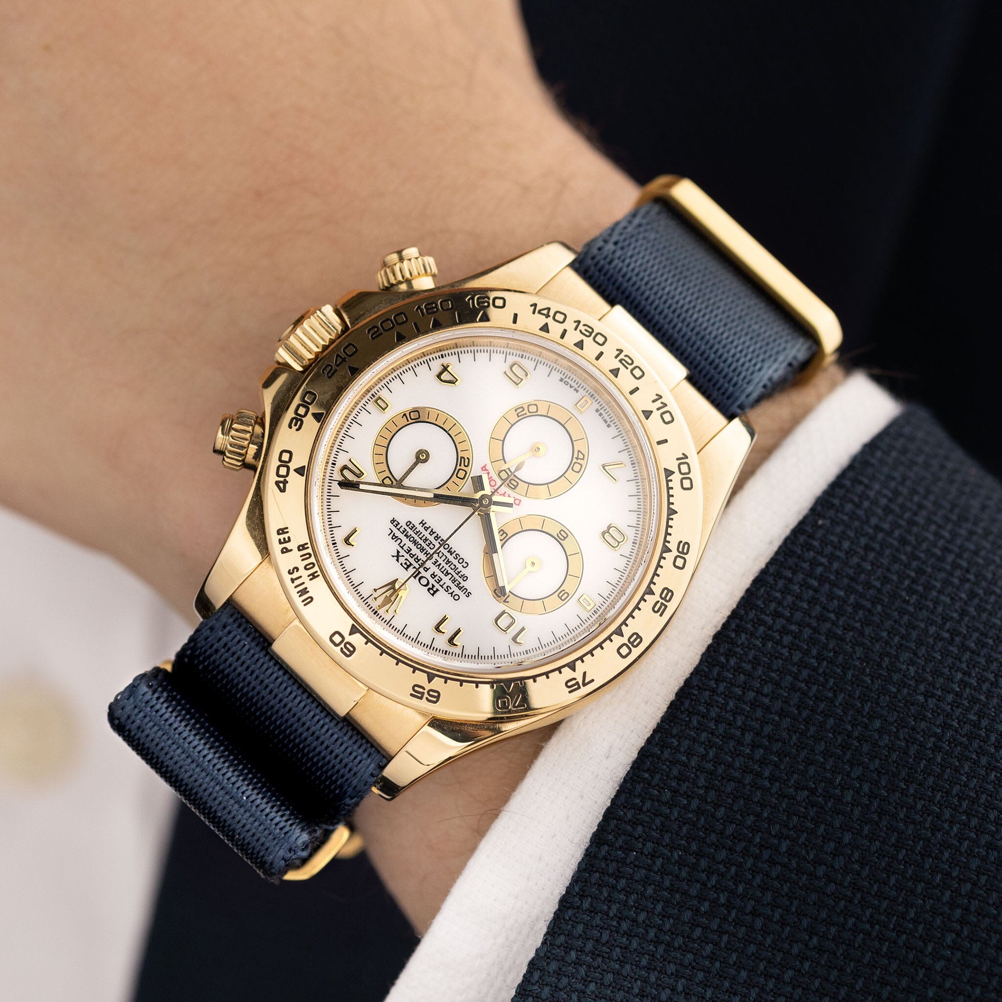 Deluxe Nylon Nato Uhrenarmband Navy - Gold