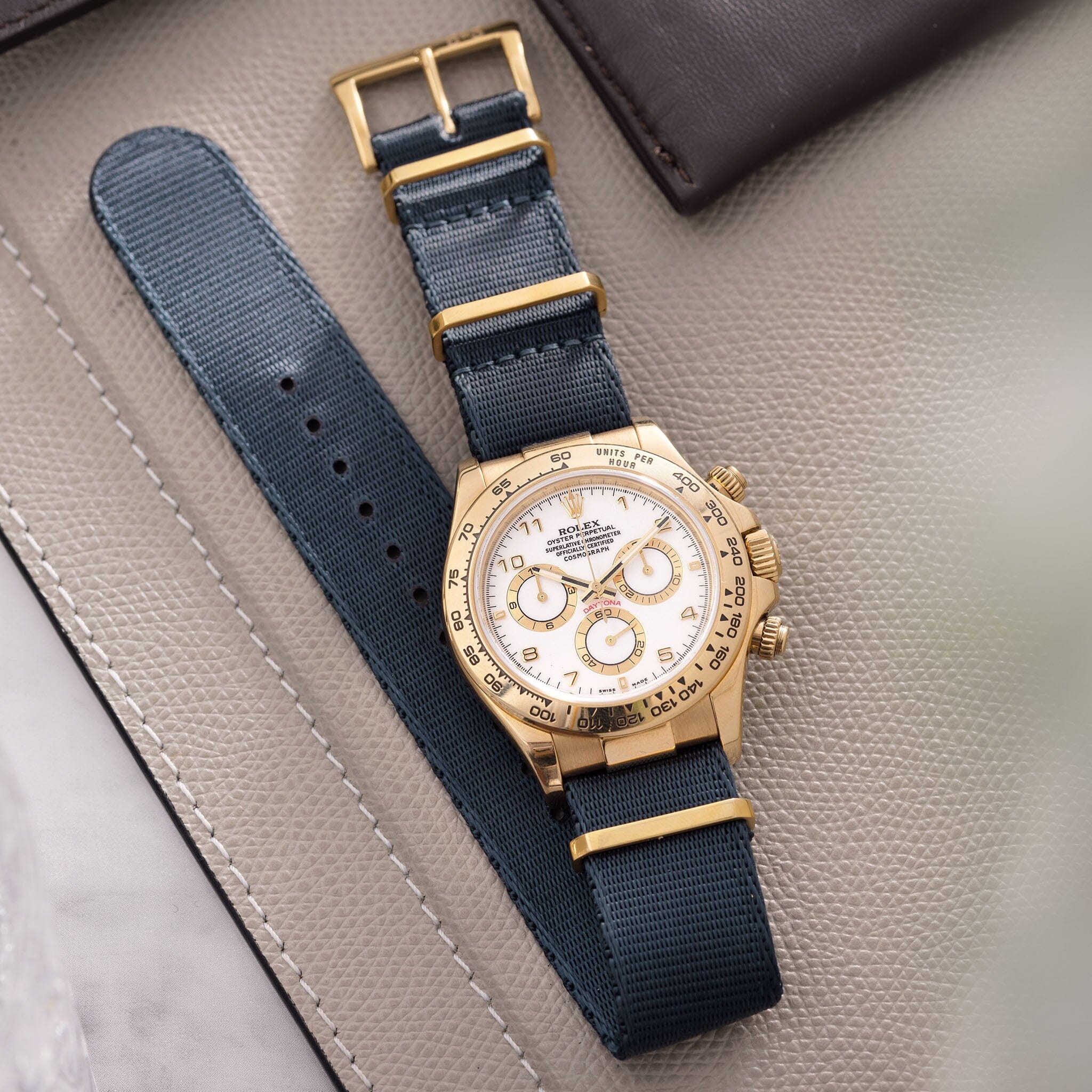 Deluxe Nylon Nato Uhrenarmband Navy - Gold