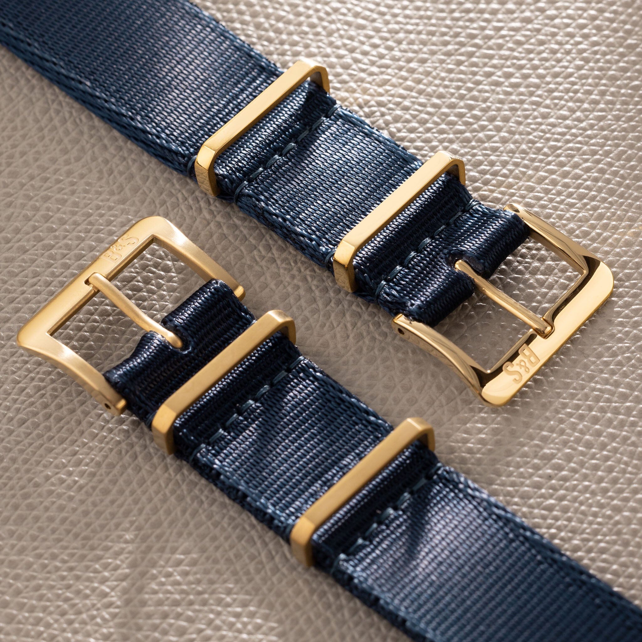 Deluxe Nylon Nato Uhrenarmband Navy - Gold