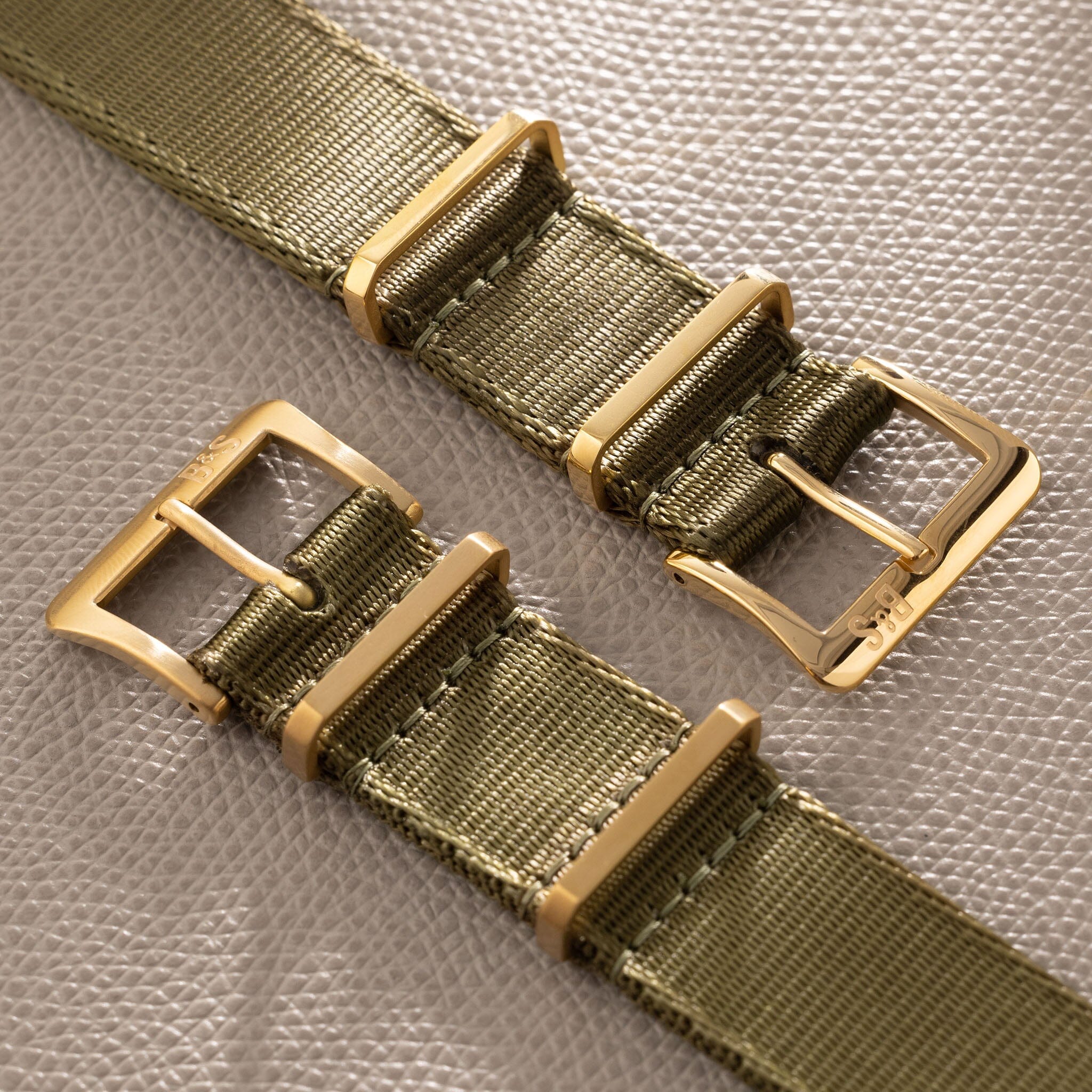 Deluxe Nylon Nato Uhrenarmband Olive Drab - Gold