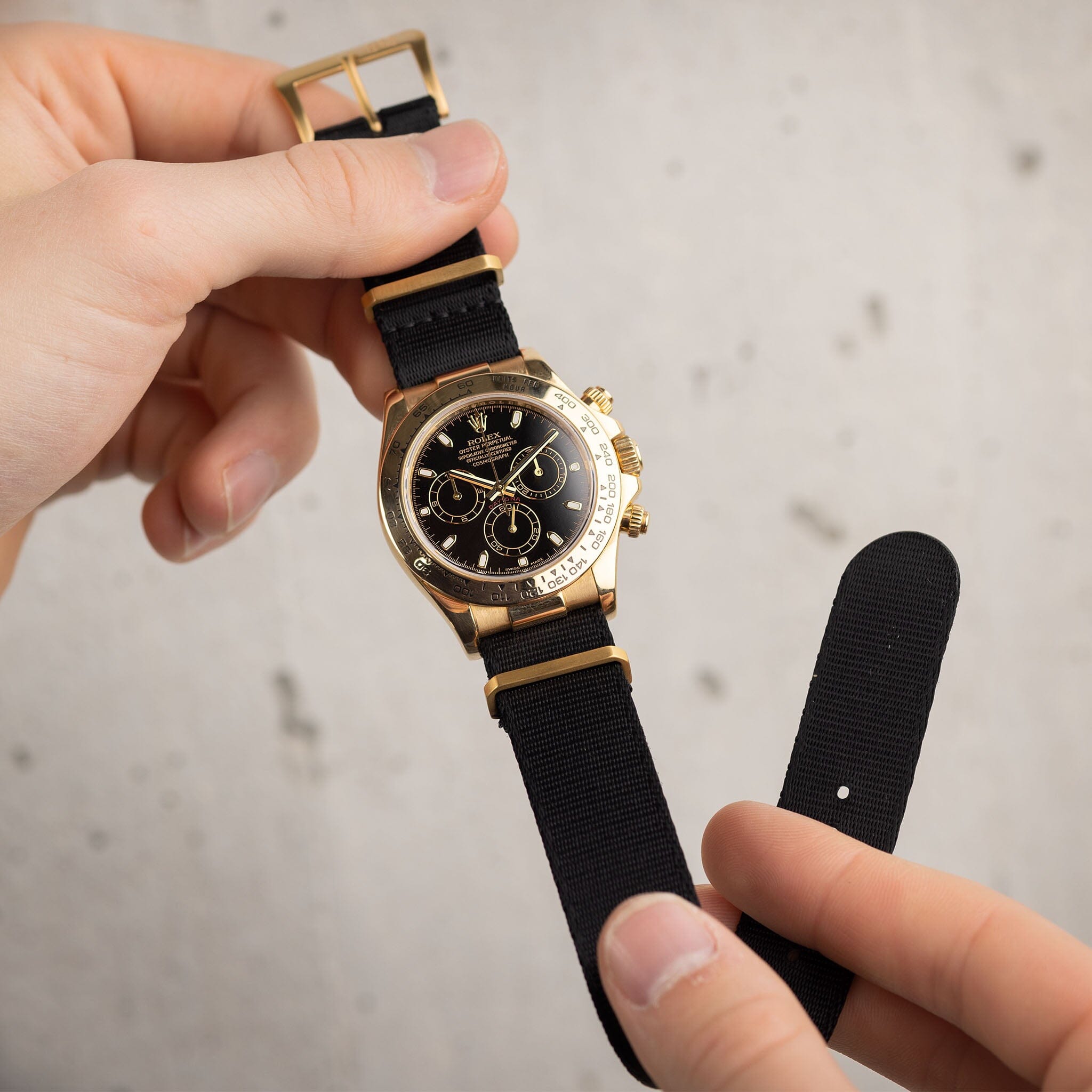 Deluxe Nylon Nato Uhrenarmband Shadow - Gold Mattiert